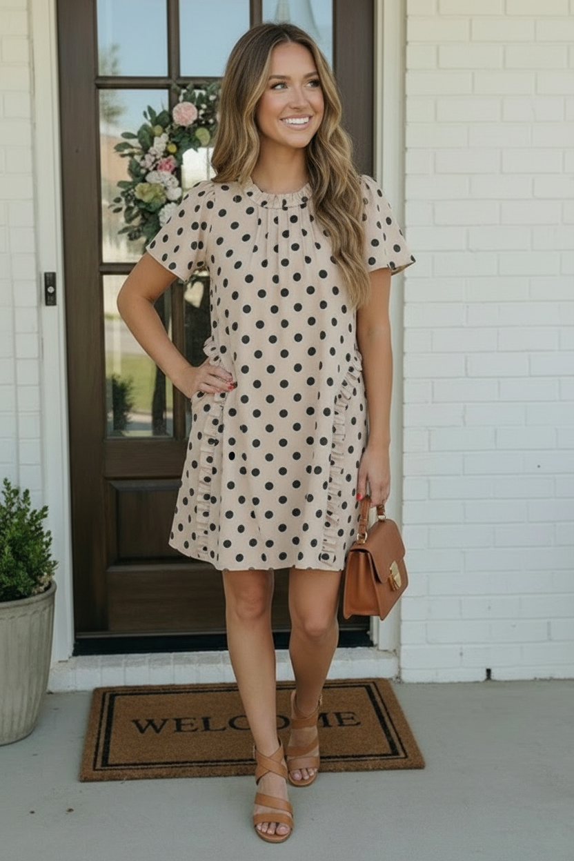 Haptics Spotted Something Sweet Polka Dot Ruffle Mini Dress