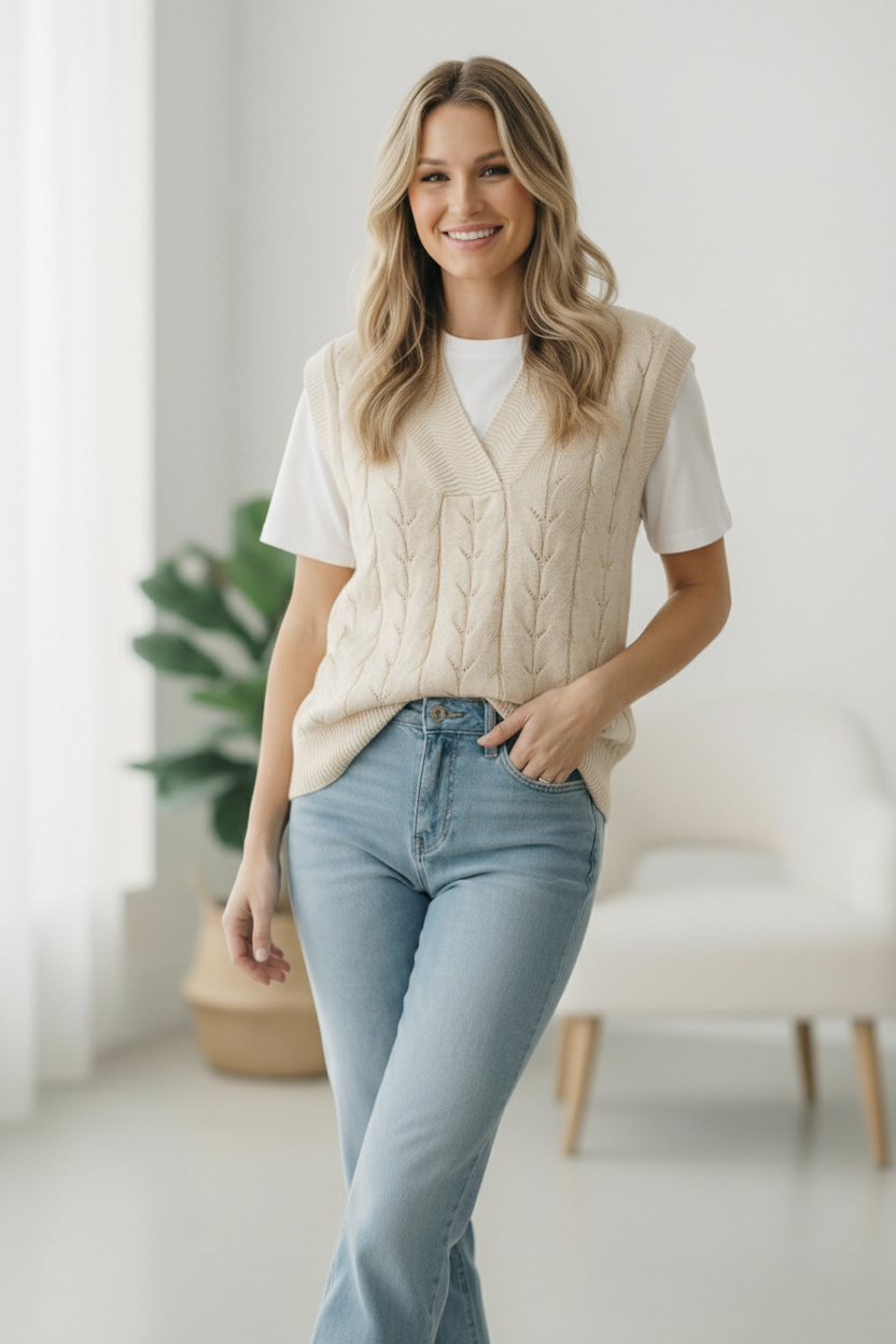 Haptics The Soft Breeze Cream Sweater Vest