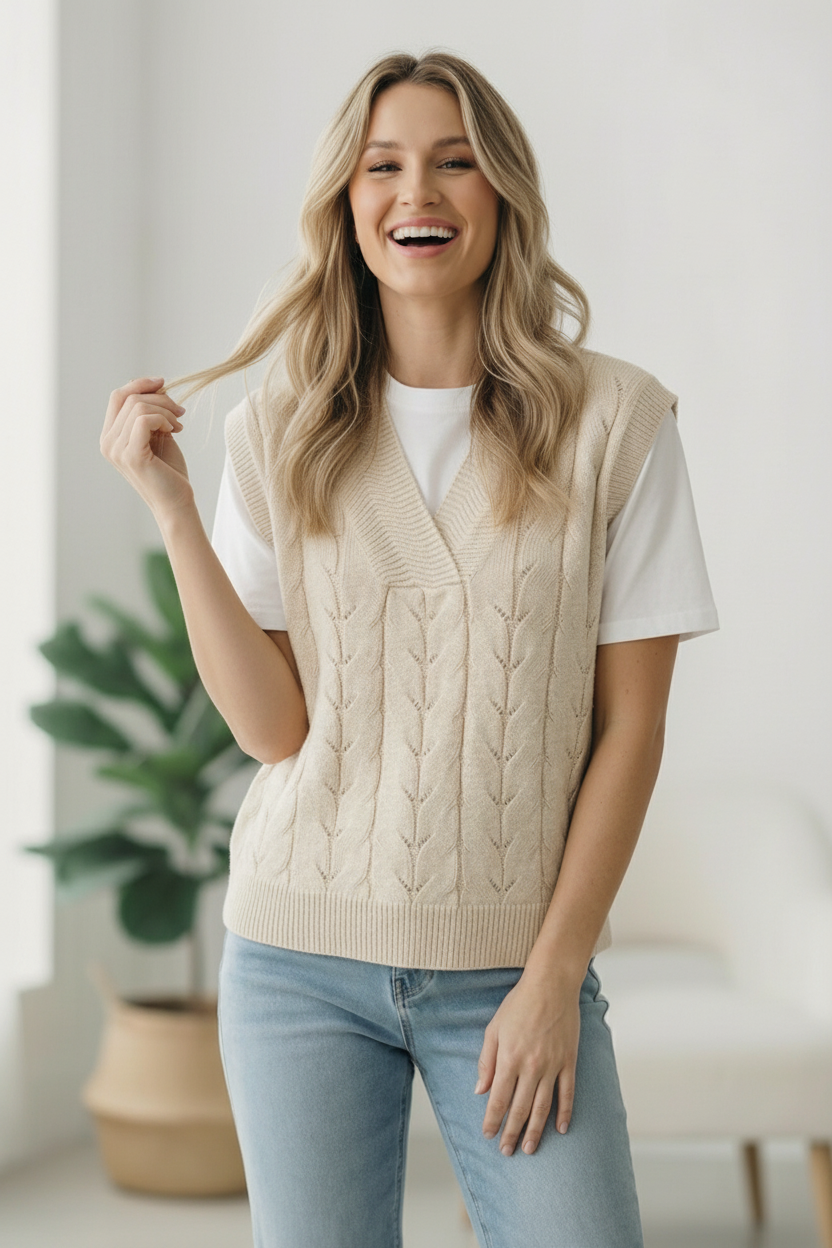 Haptics The Soft Breeze Cream Sweater Vest