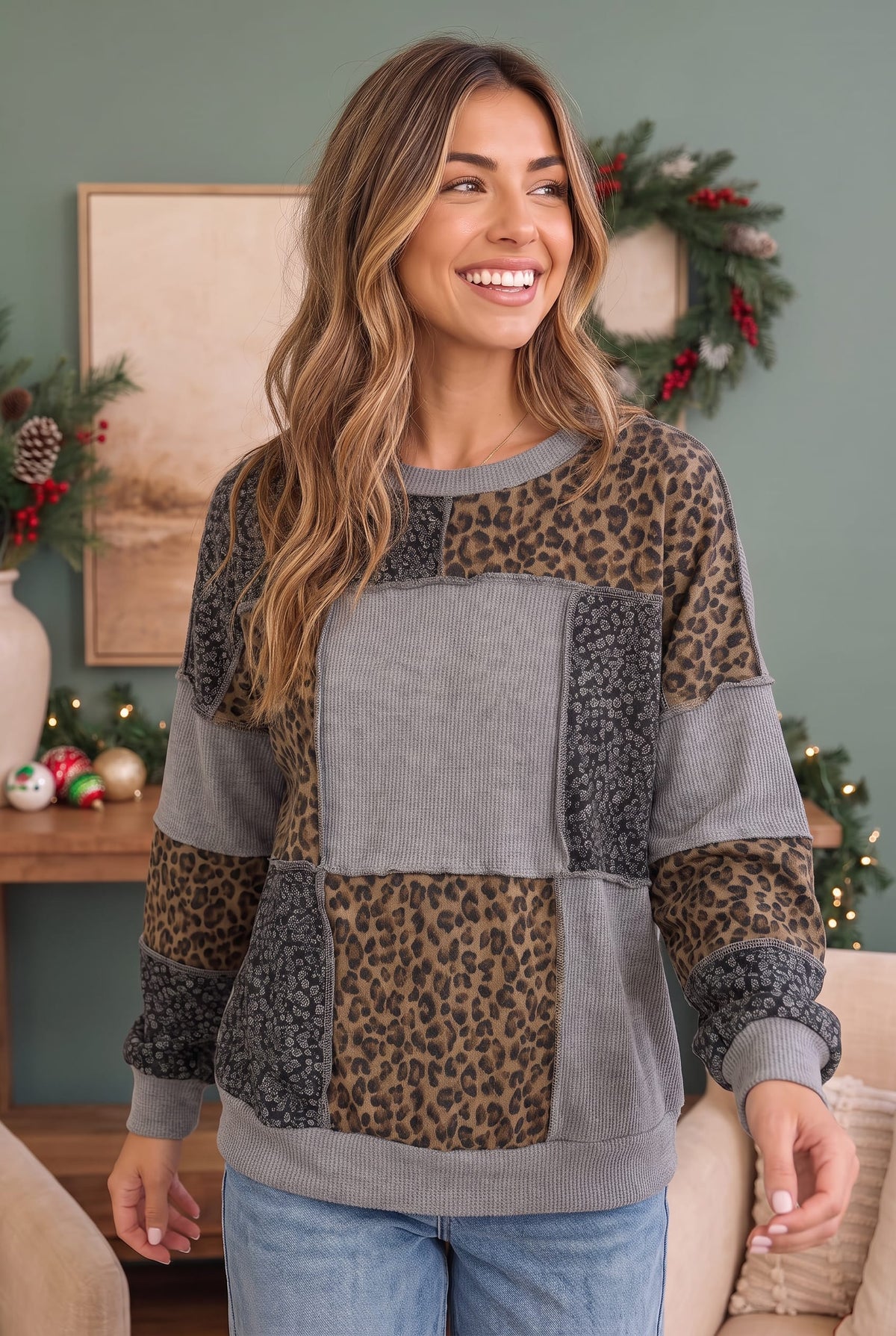 Haptics Wild at Heart Patchwork Pullover
