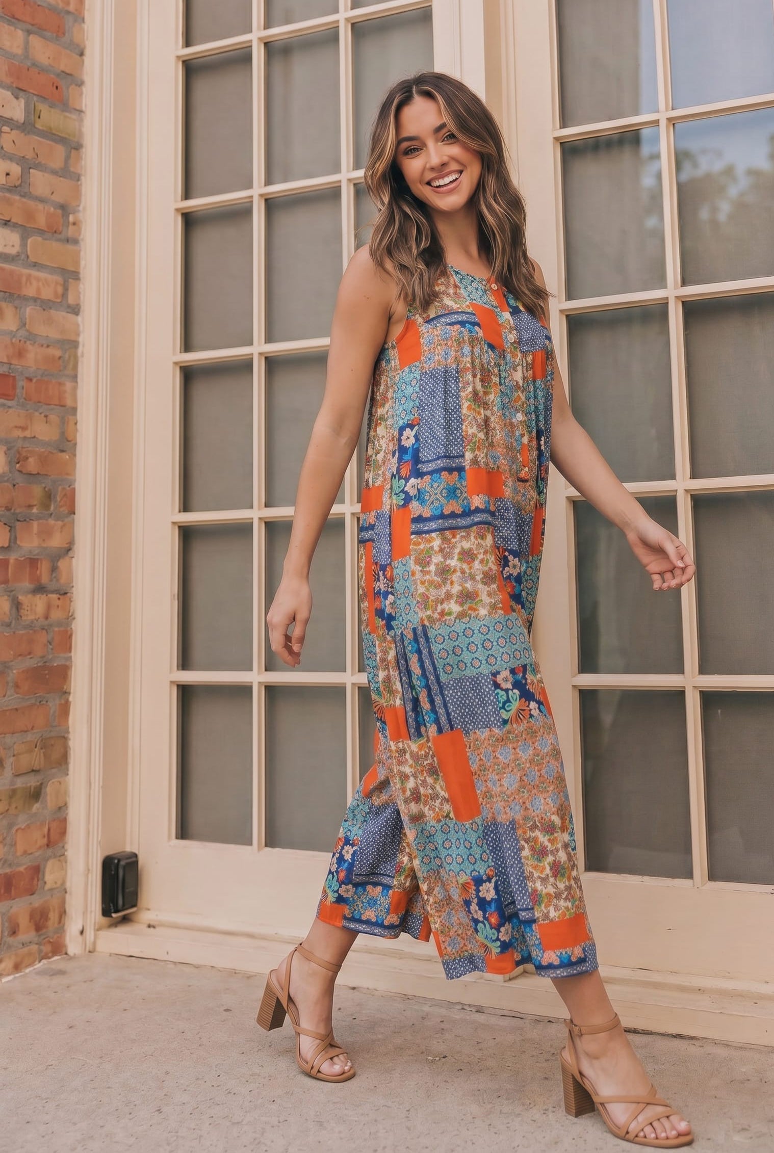 Haptics Patchwork Dream Halter Jumpsuit