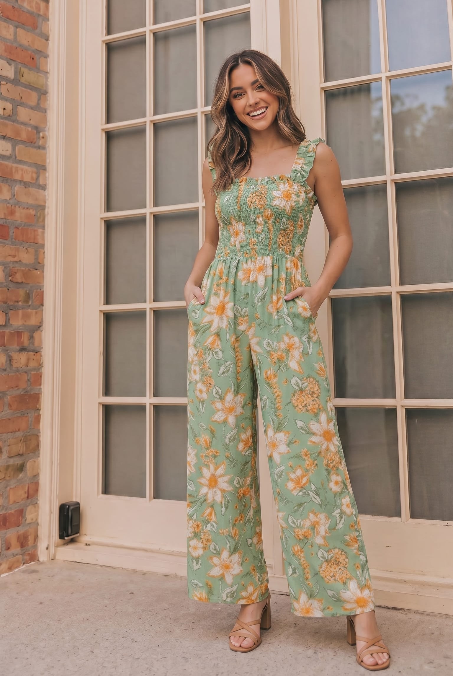 Haptics Party Ready Jumpsuit in Green Floral Bliss – Ruby Idol Apparel