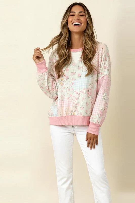 Haptics A Little Bias Printed Patchwork Top Womens