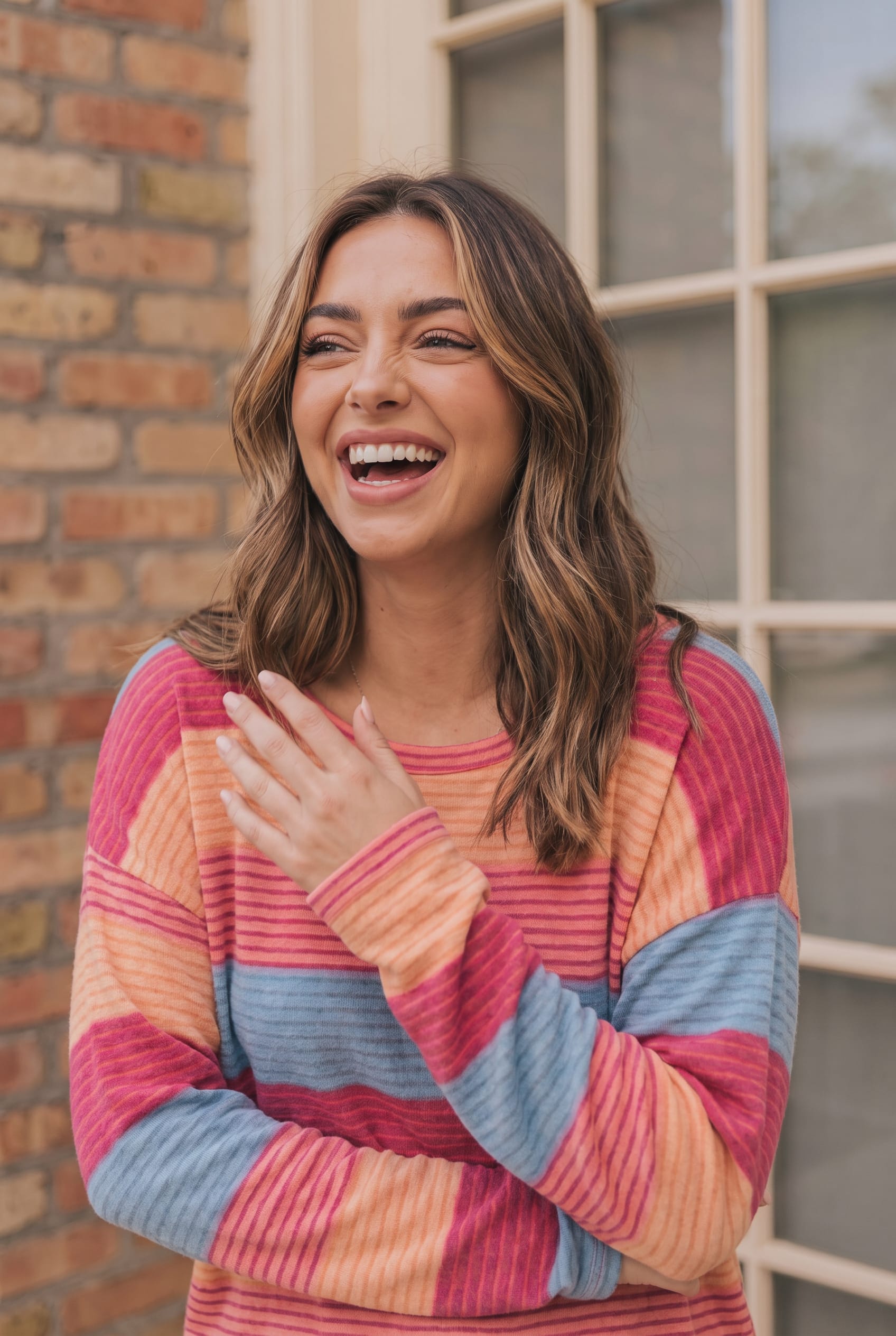 Haptics Sunny Stripes Long Sleeve Knit Top