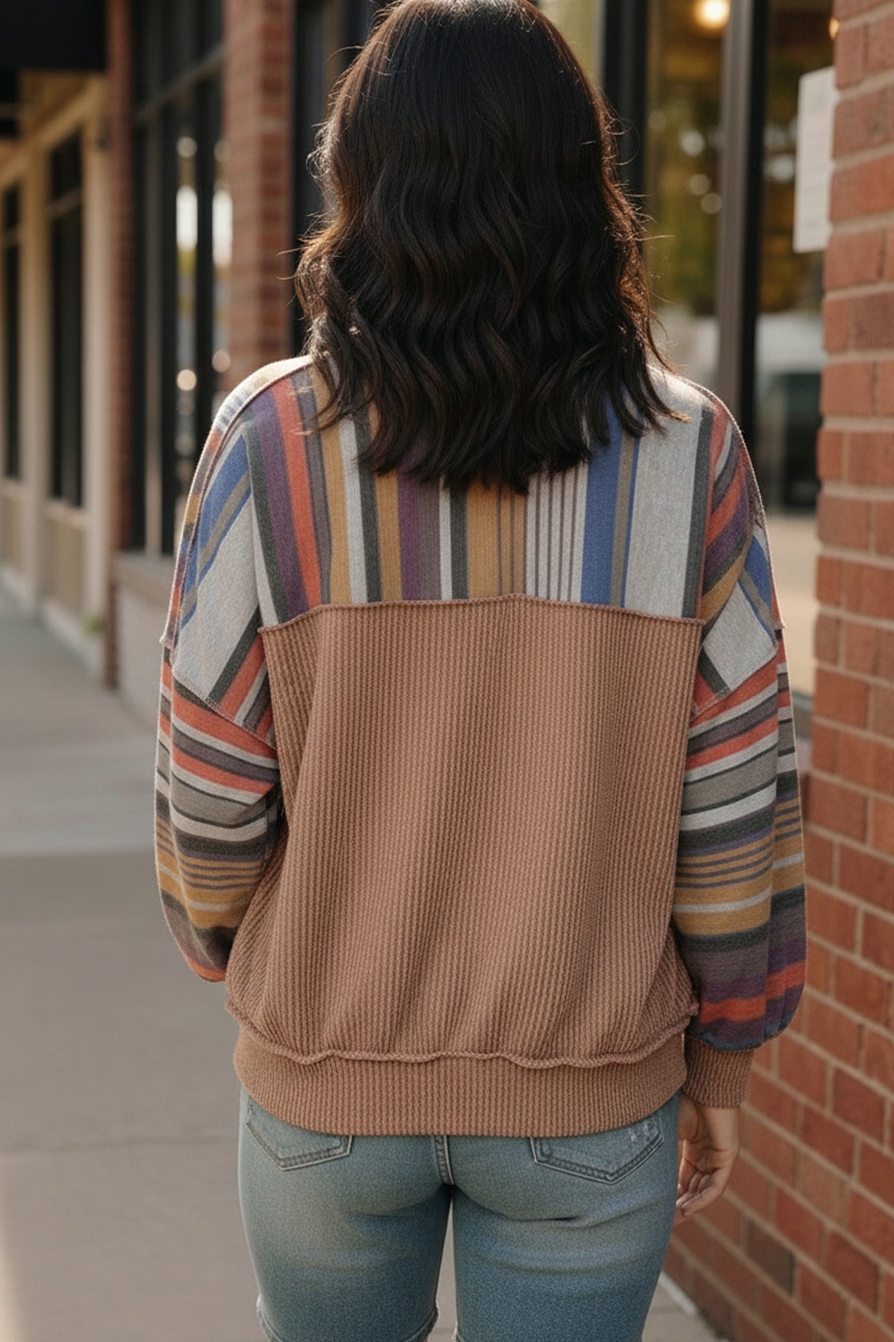 Haptics Multi-Color Stripe French Terry Pullover