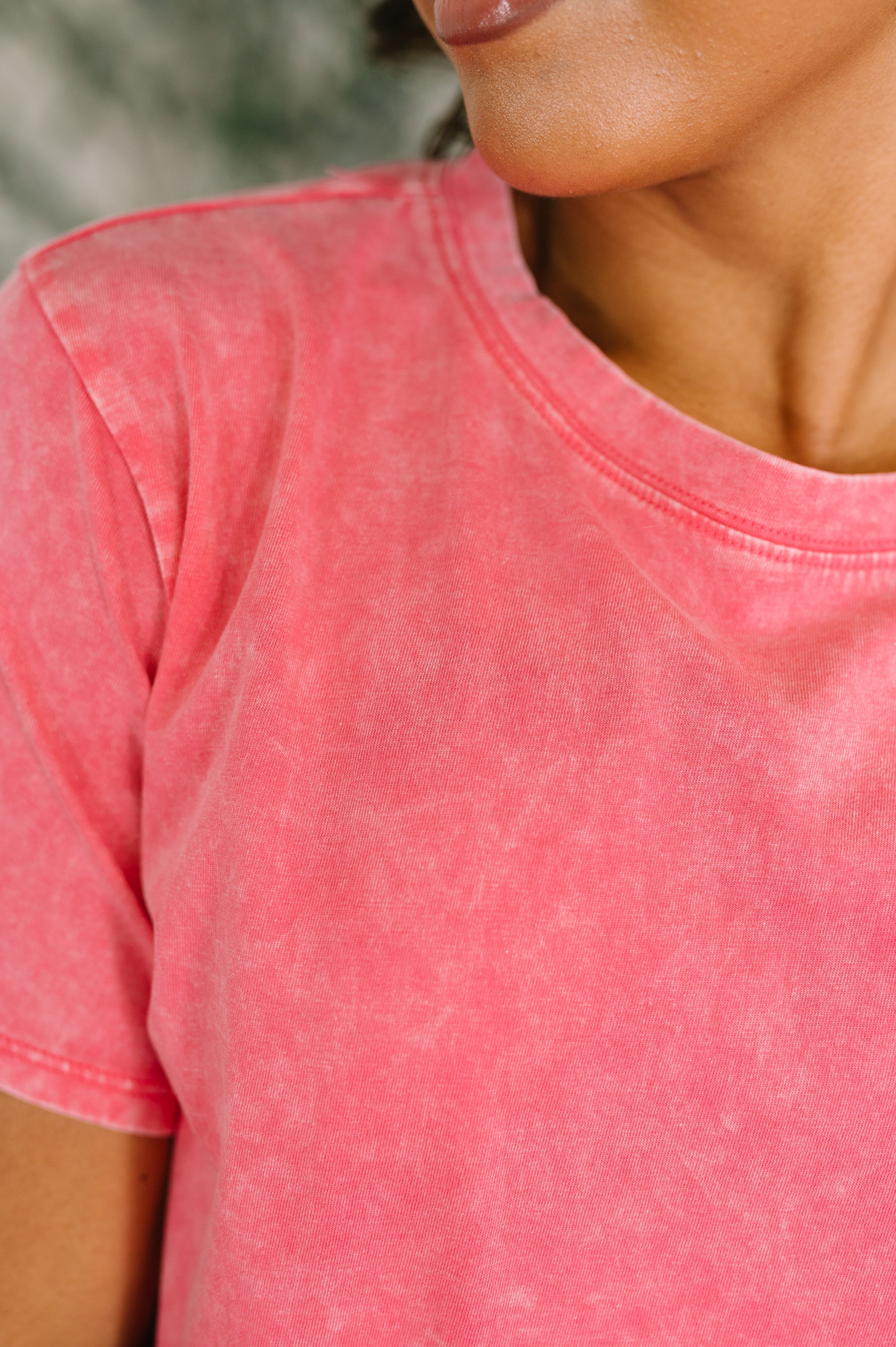 Zenana Had to Be There Mineral Wash Tee in Fuchsia Womens