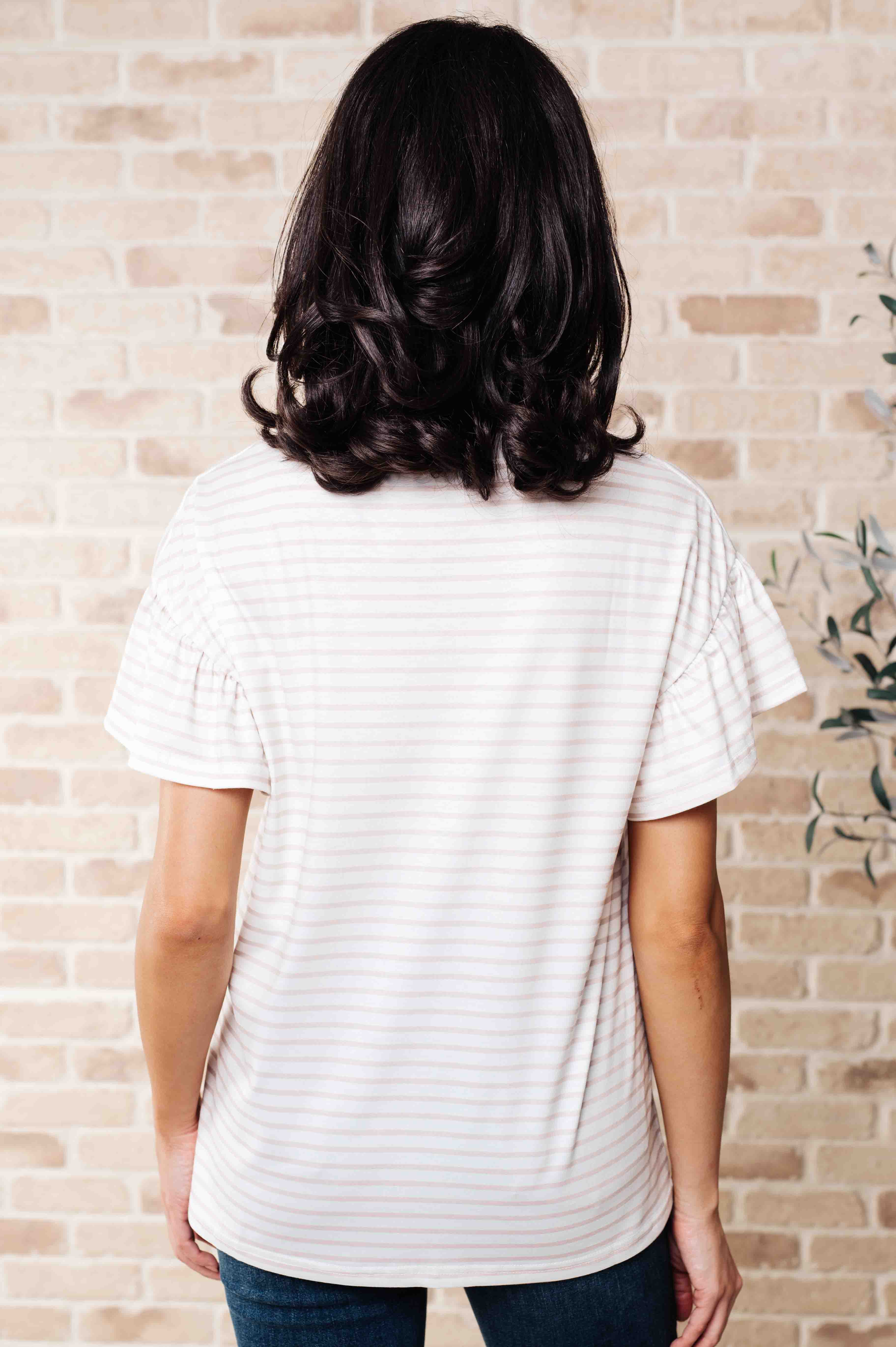 One Eleven North Hand to Hold Lace Detail Striped Top Tops