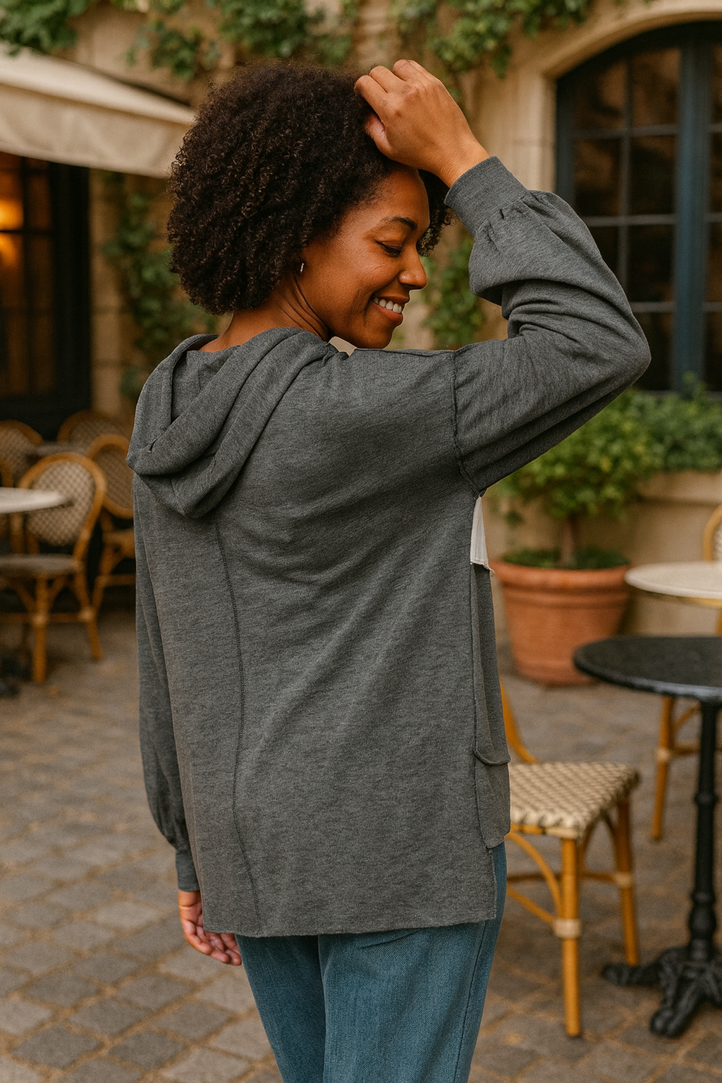 Haptics Gray Color-block French Terry Kangaroo Pocket Hoodie