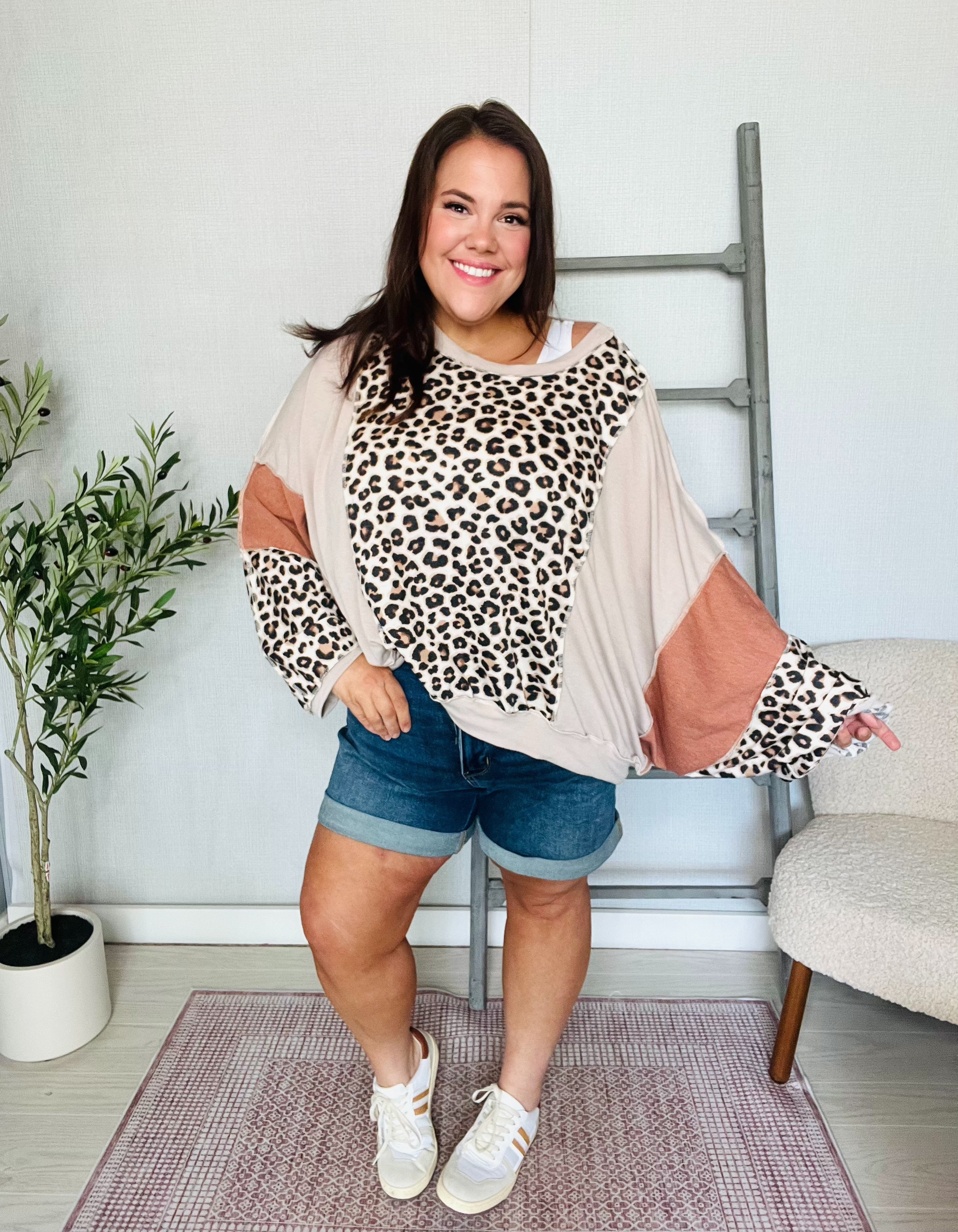 Haptics Reverse Stitches Loose Fit Sweater Top