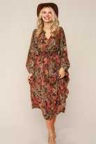 Haptics Smocked Waist Maxi Bohemian Woven Dress