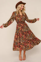 Haptics Smocked Waist Maxi Bohemian Woven Dress