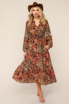 Haptics Smocked Waist Maxi Bohemian Woven Dress