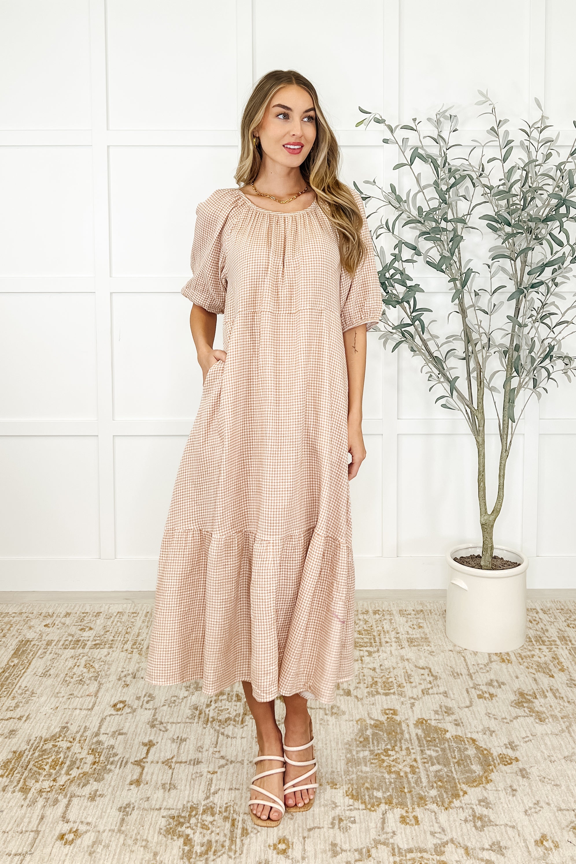 Honey Mark Hazel Dress in Toffee Womens