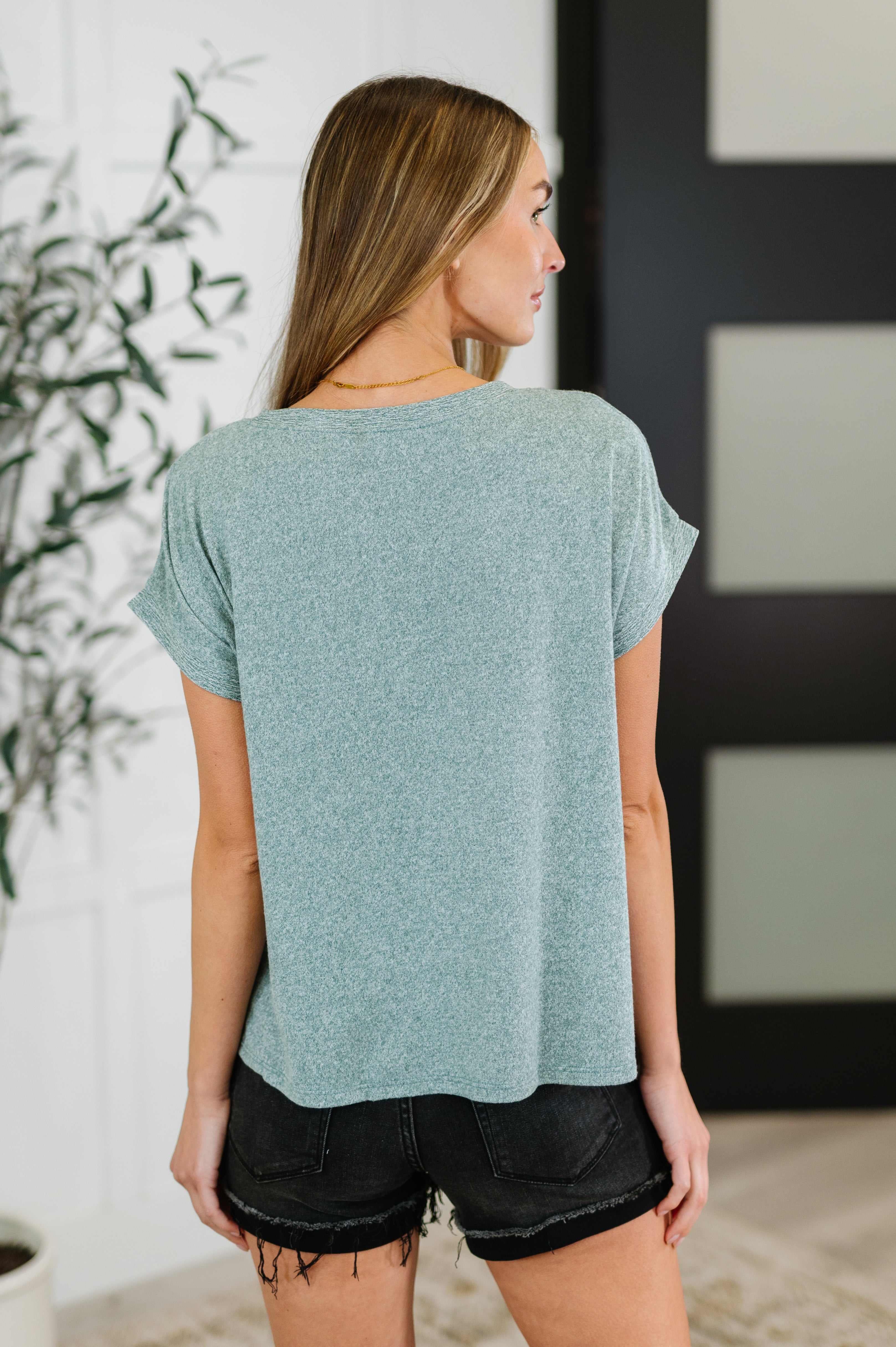 Zenana Heathered Harmony Basic Tee in Ash Jade Womens