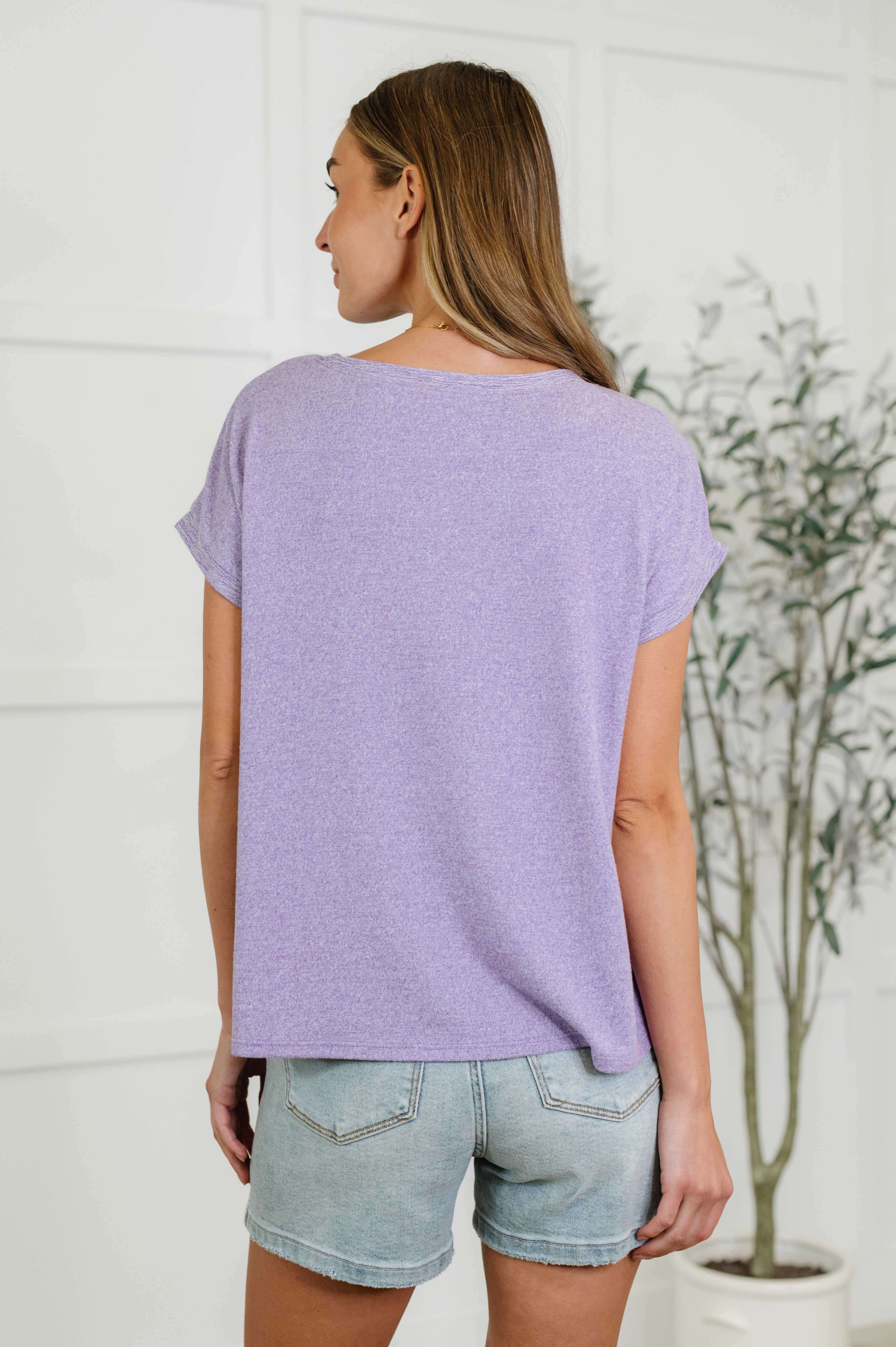 Zenana Heathered Harmony Basic Tee in Lavender Womens