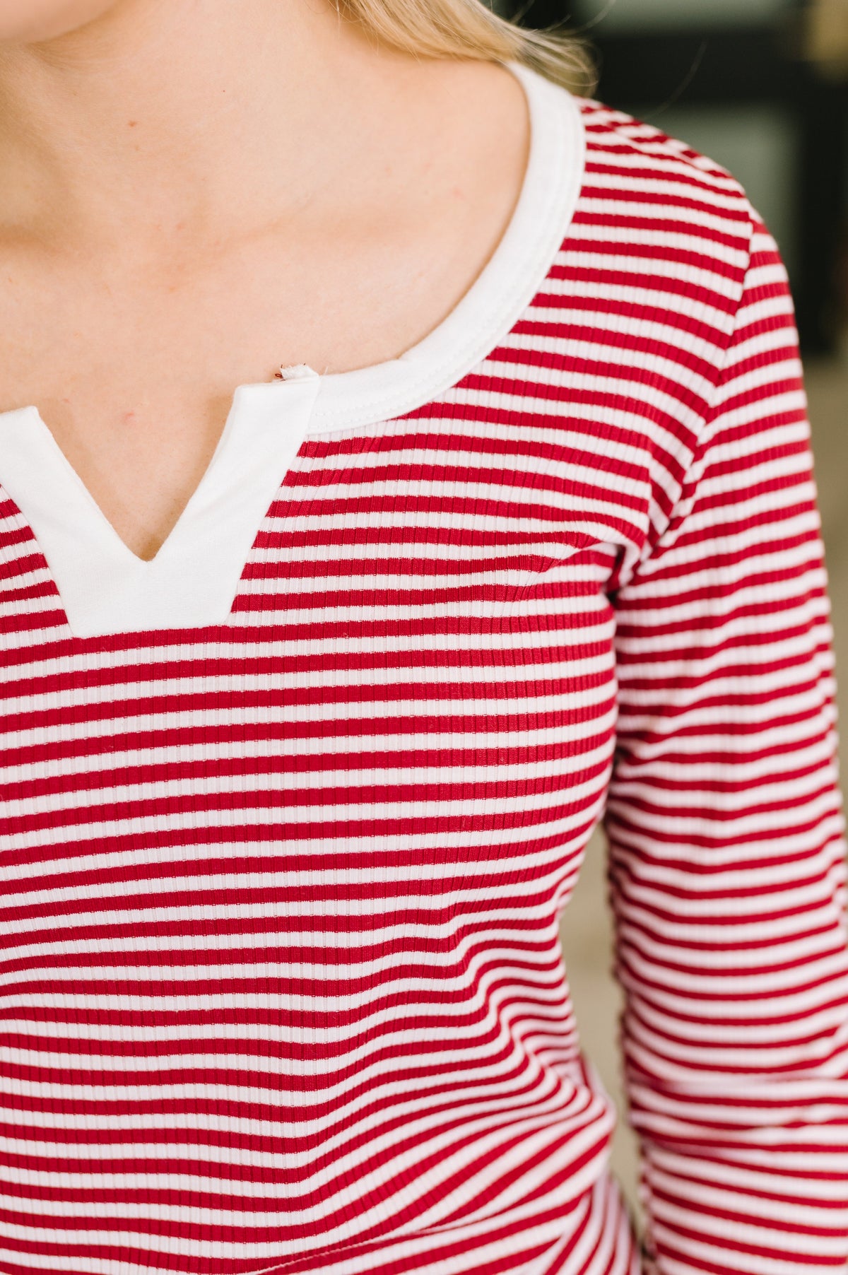 Here, There, Everywhere Split Neck Top in Burgundy Womens