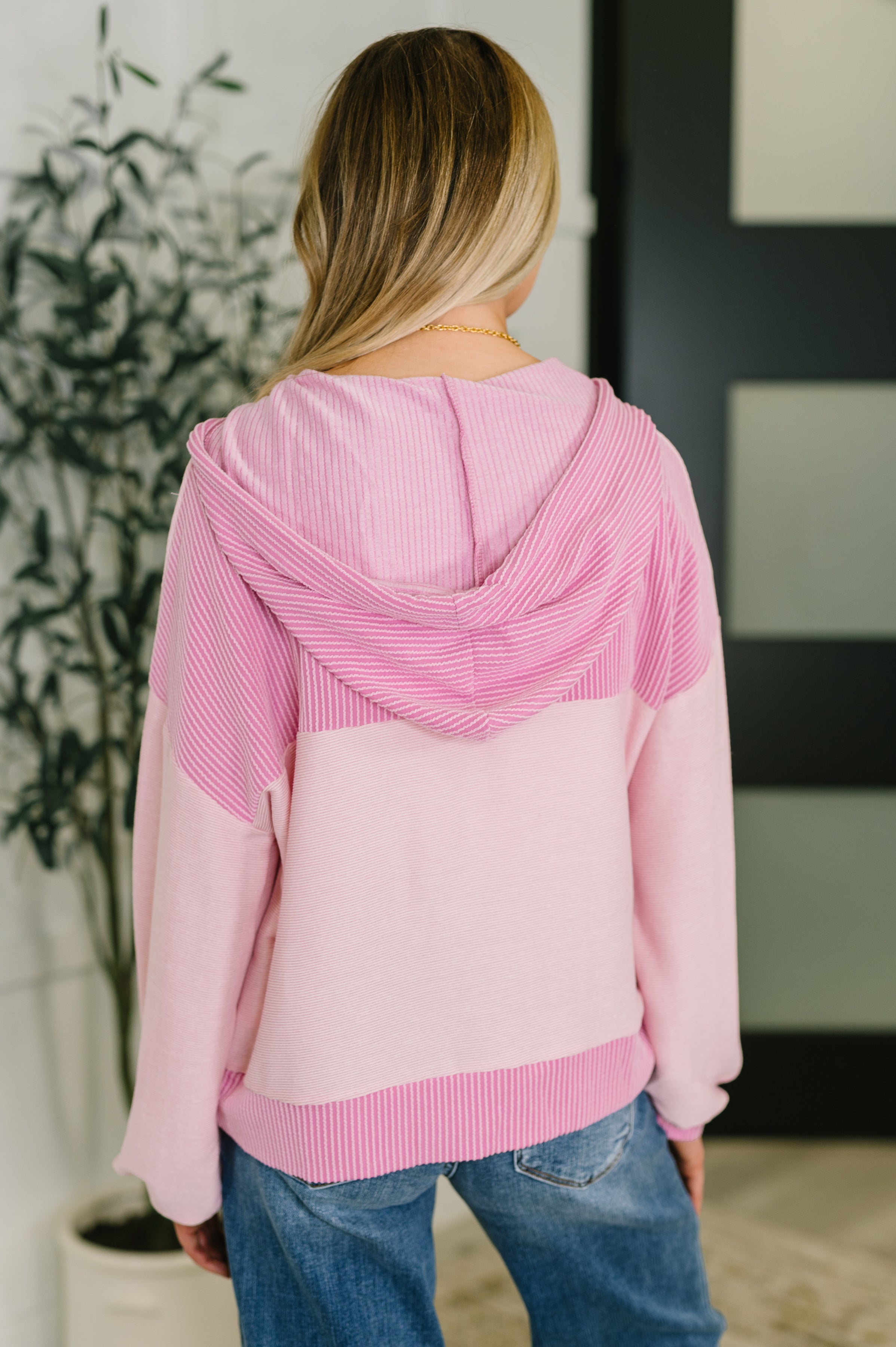 One Eleven North Here for Now Color Block Hoodie in Pink Womens