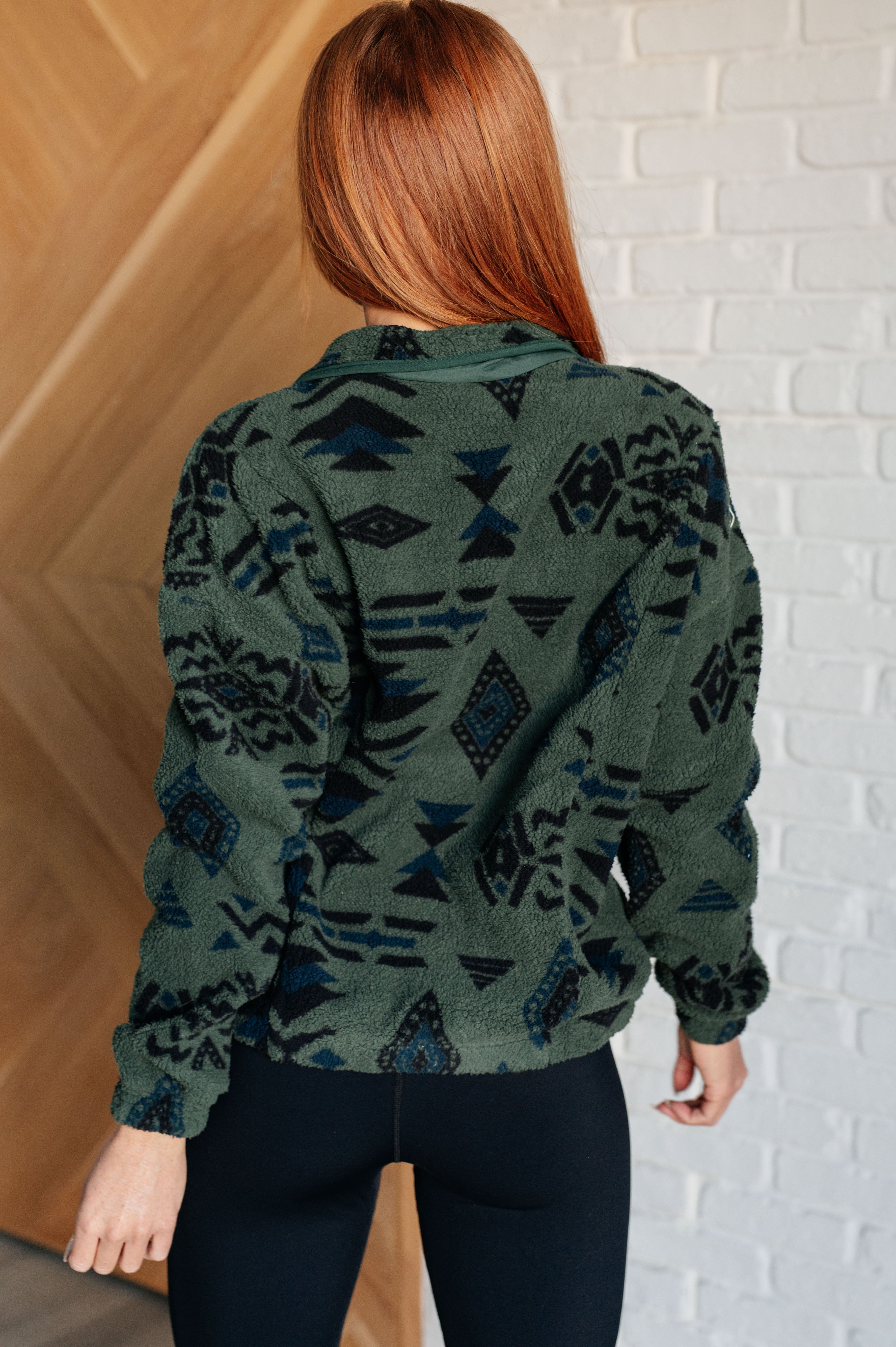 Sew In Love High Perspective Geometric Fleece Jacket Layers