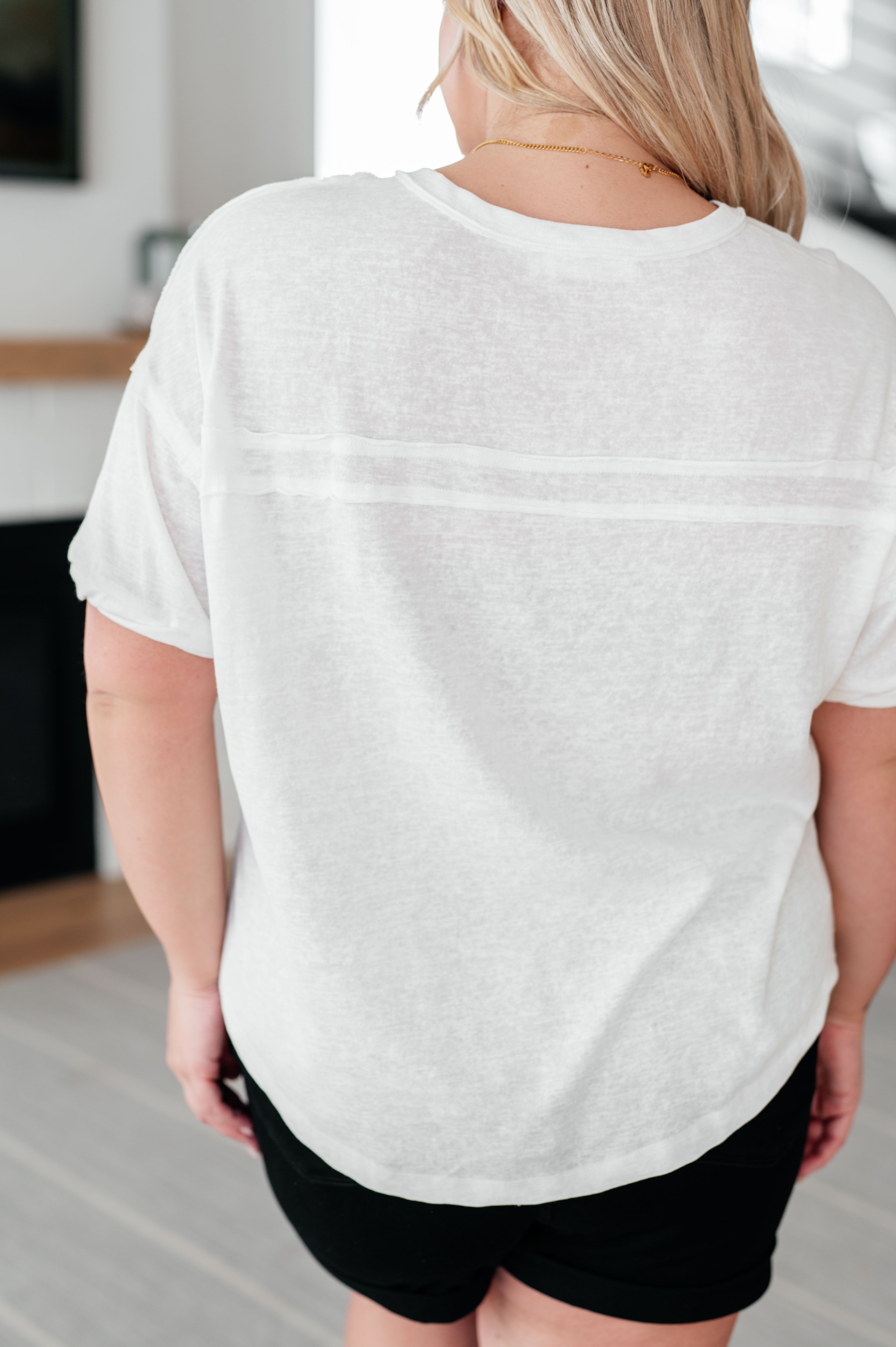 Very J Hipster Woven Henley Top Tops