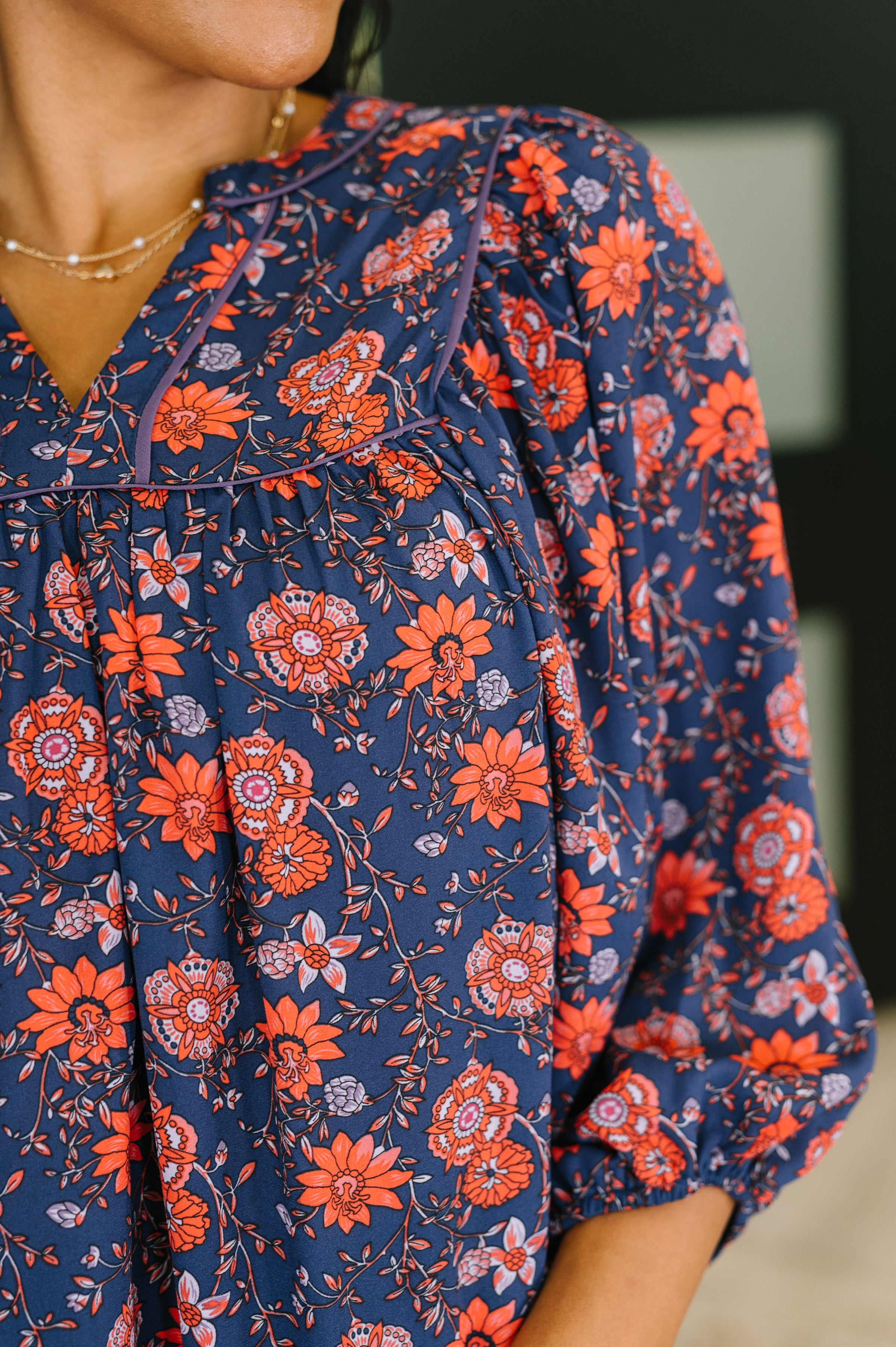 One Eleven North Hitherto Unknown Floral Babydoll Blouse Womens