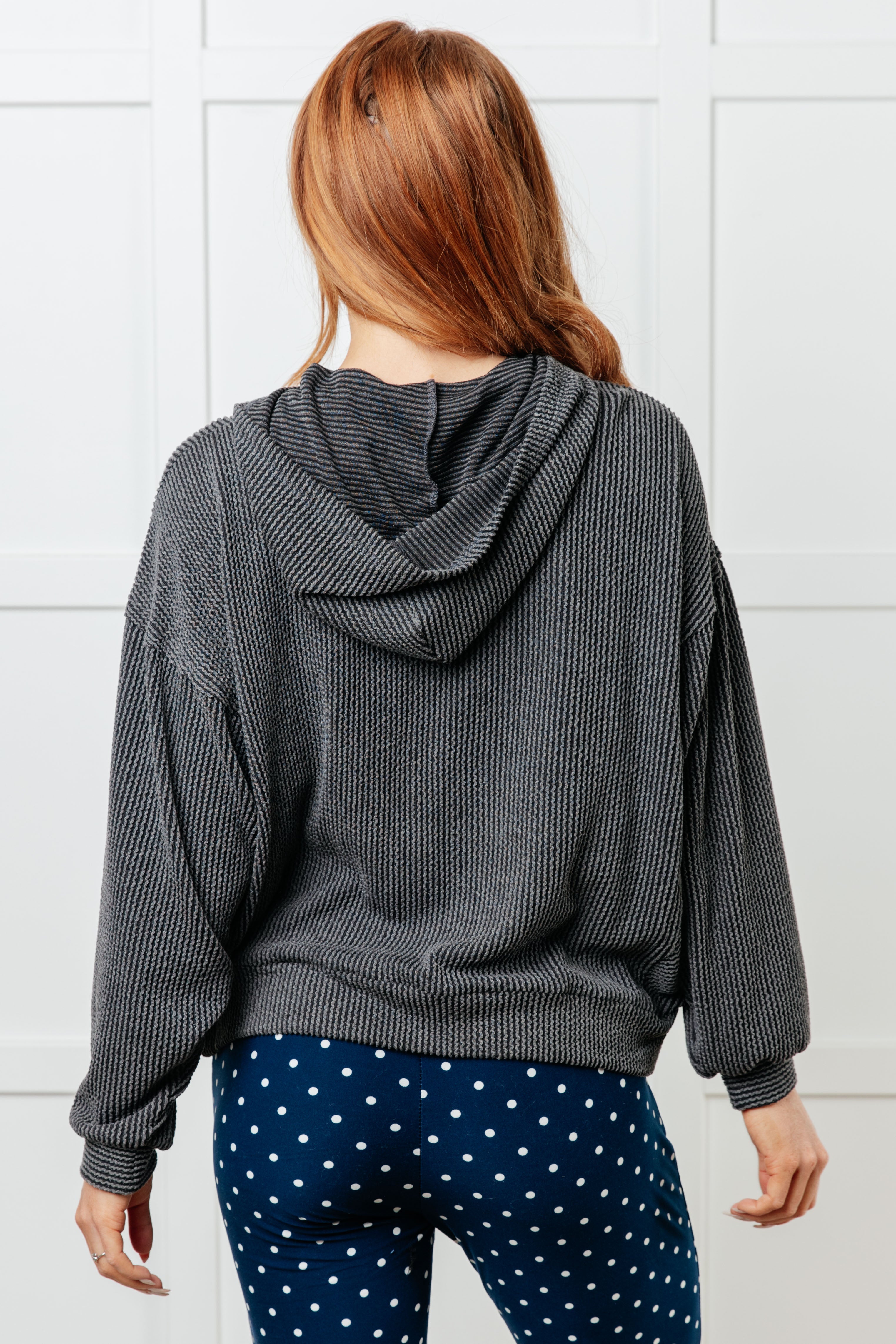 Sew in Love Hold That Thought Rib Knit Hoodie in Gray Tops