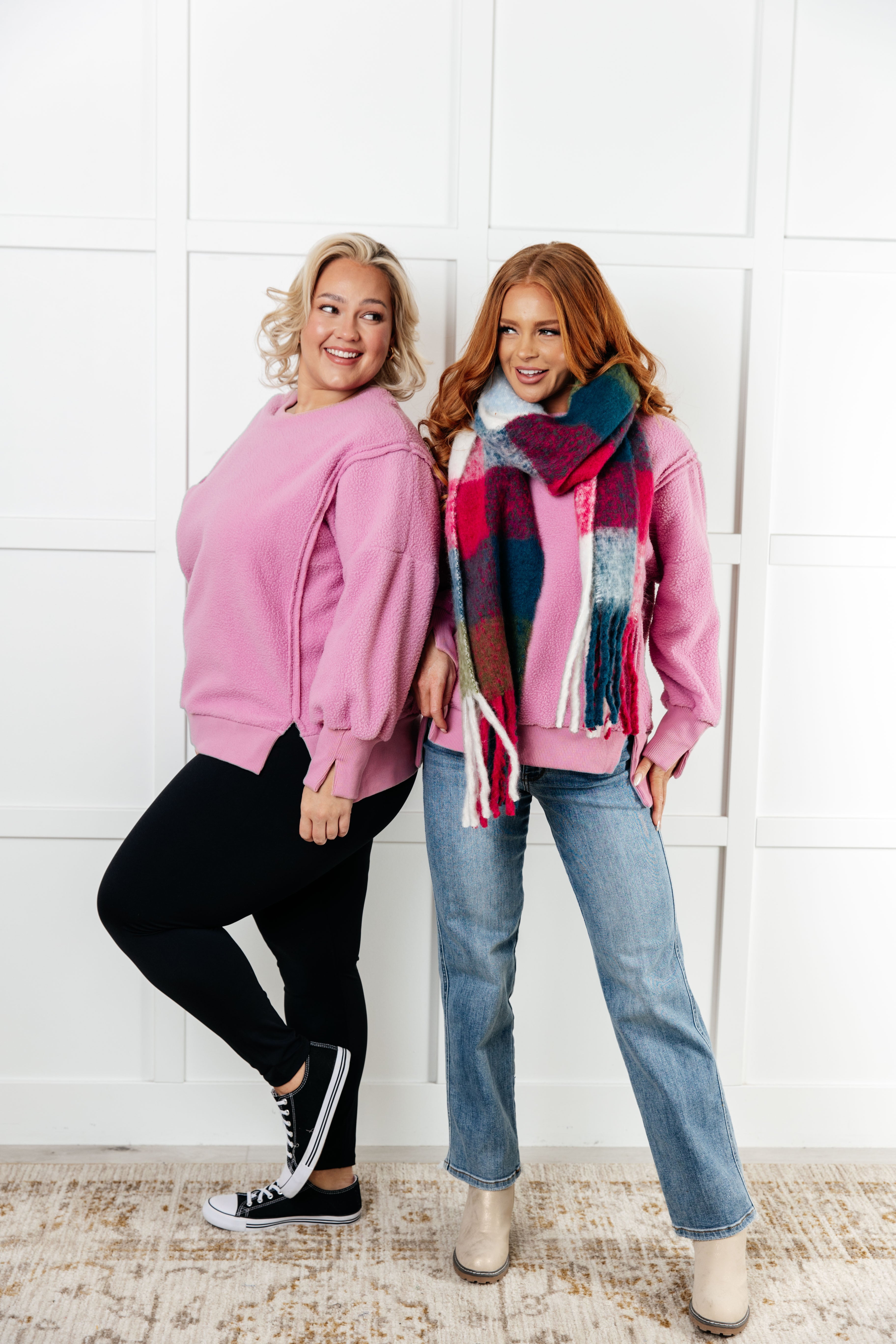 One Eleven North Hopes and Dreams Fleece Pullover in Pink Tops