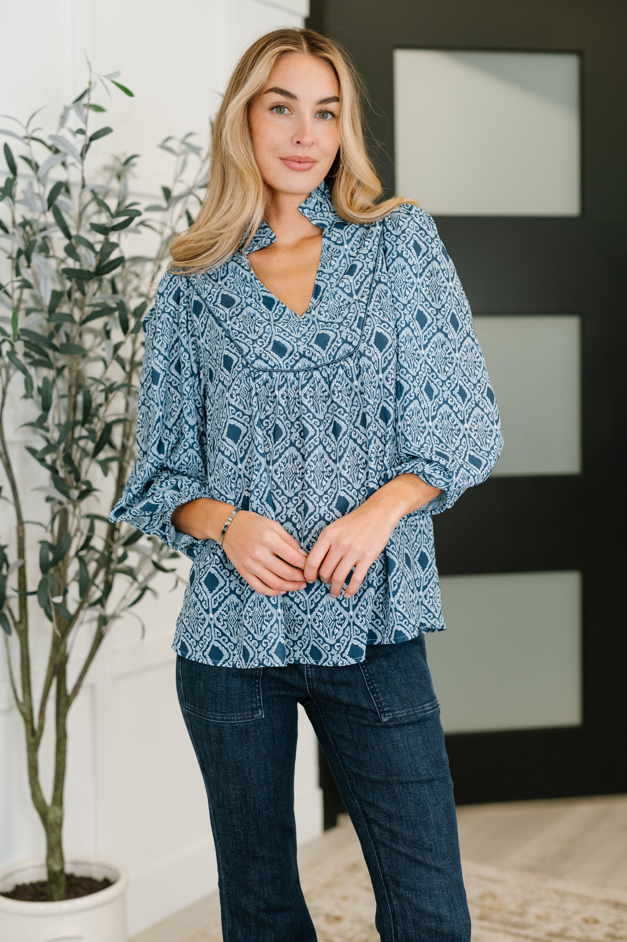 I Gave You My Heart Floral Babydoll Blouse Womens