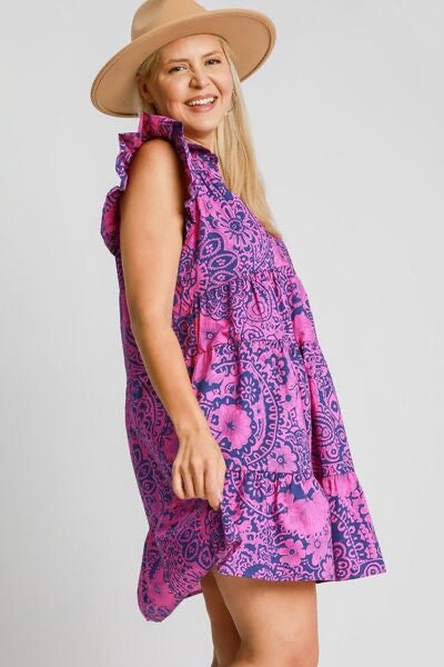 Umgee Flirt & Flourish Dress in Navy & Pink Womens