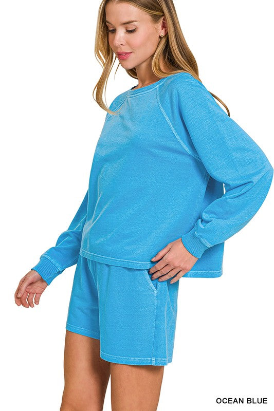 Zenana Black French Terry Pigment Dye & Enzyme Wash 2 Pcs Set