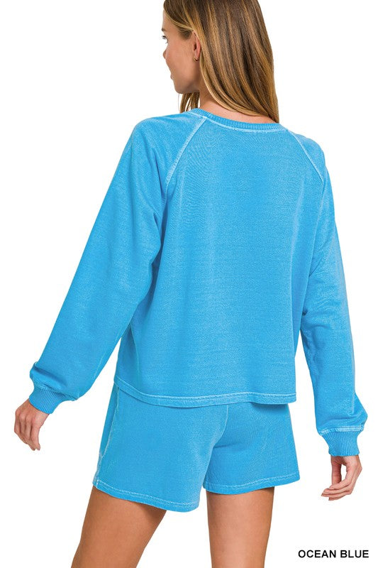 Zenana Black French Terry Pigment Dye & Enzyme Wash 2 Pcs Set