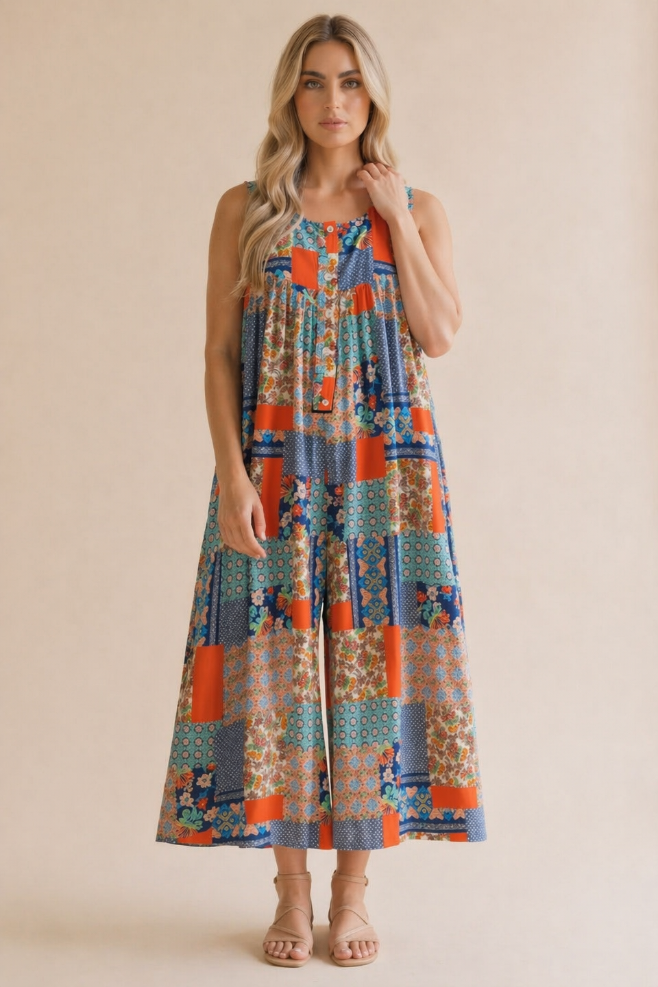 Haptics Patchwork Dream Halter Jumpsuit