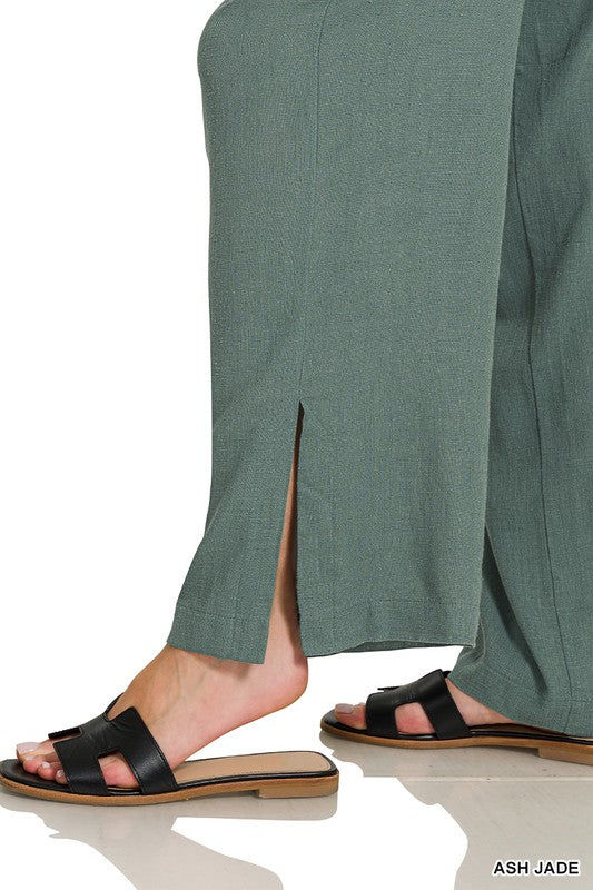 Zenana Black Linen Drawstring Pants