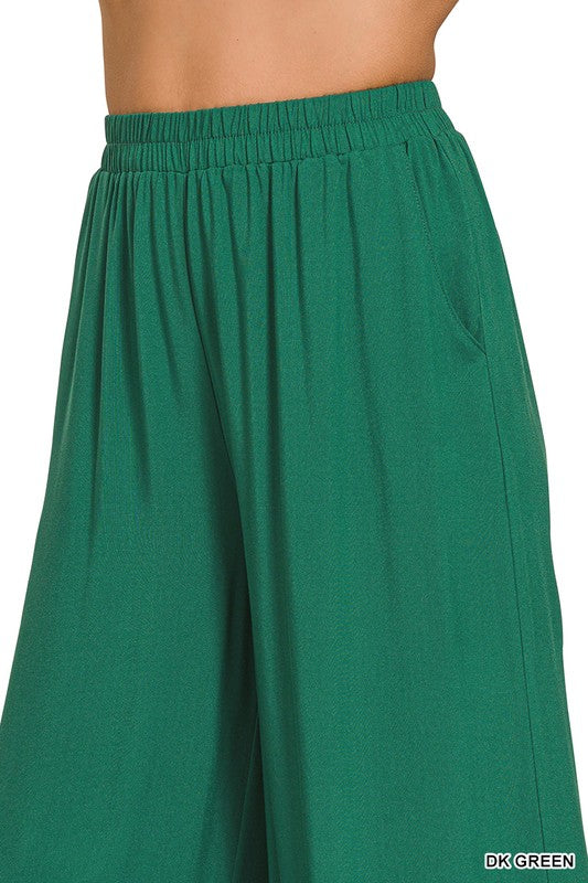 Zenana Bright Mauve Round Neck T-Shirt and Wide Leg Pants Set