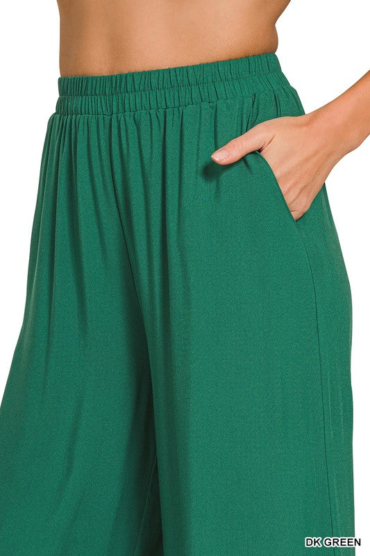 Zenana Bright Mauve Round Neck T-Shirt and Wide Leg Pants Set