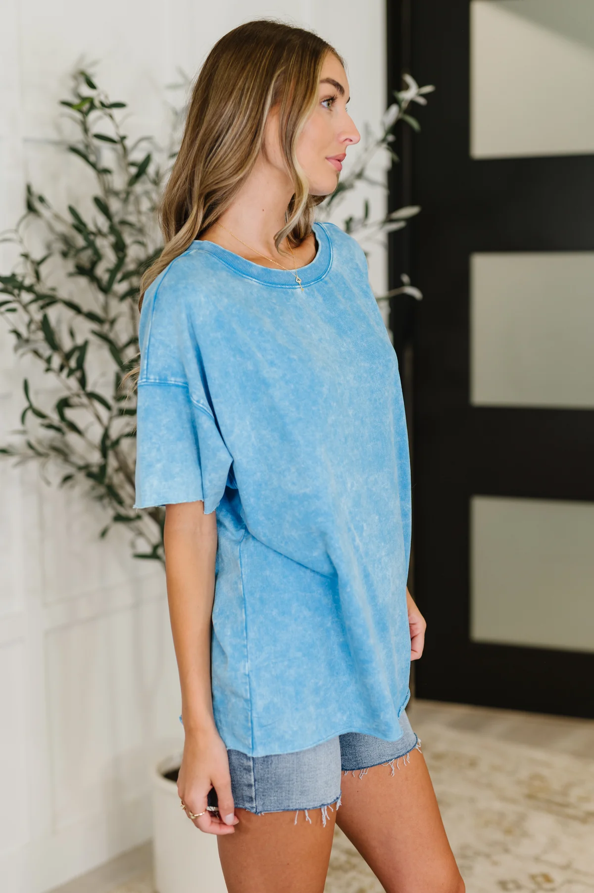 Zenana Black Berry Washed Relaxed Short Sleeve Top