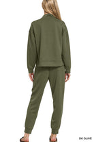 Zenana Black Scuba Half Zip Sweatshirt and Joggers Set