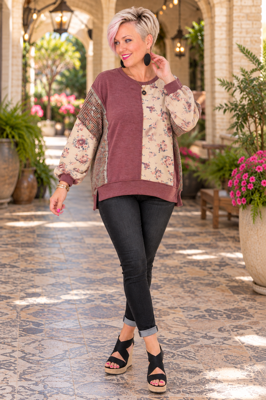 Haptics Rose Garden Floral Sweatshirt