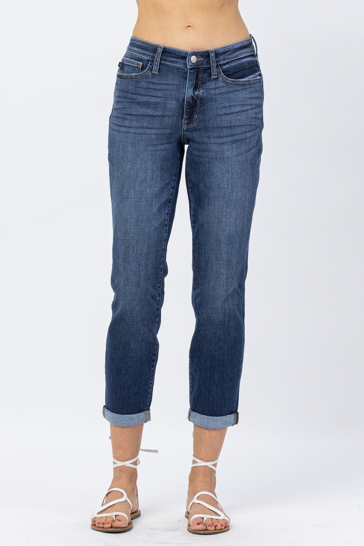 Judy Blue London Midrise Cuffed Boyfriend Jeans Jeans