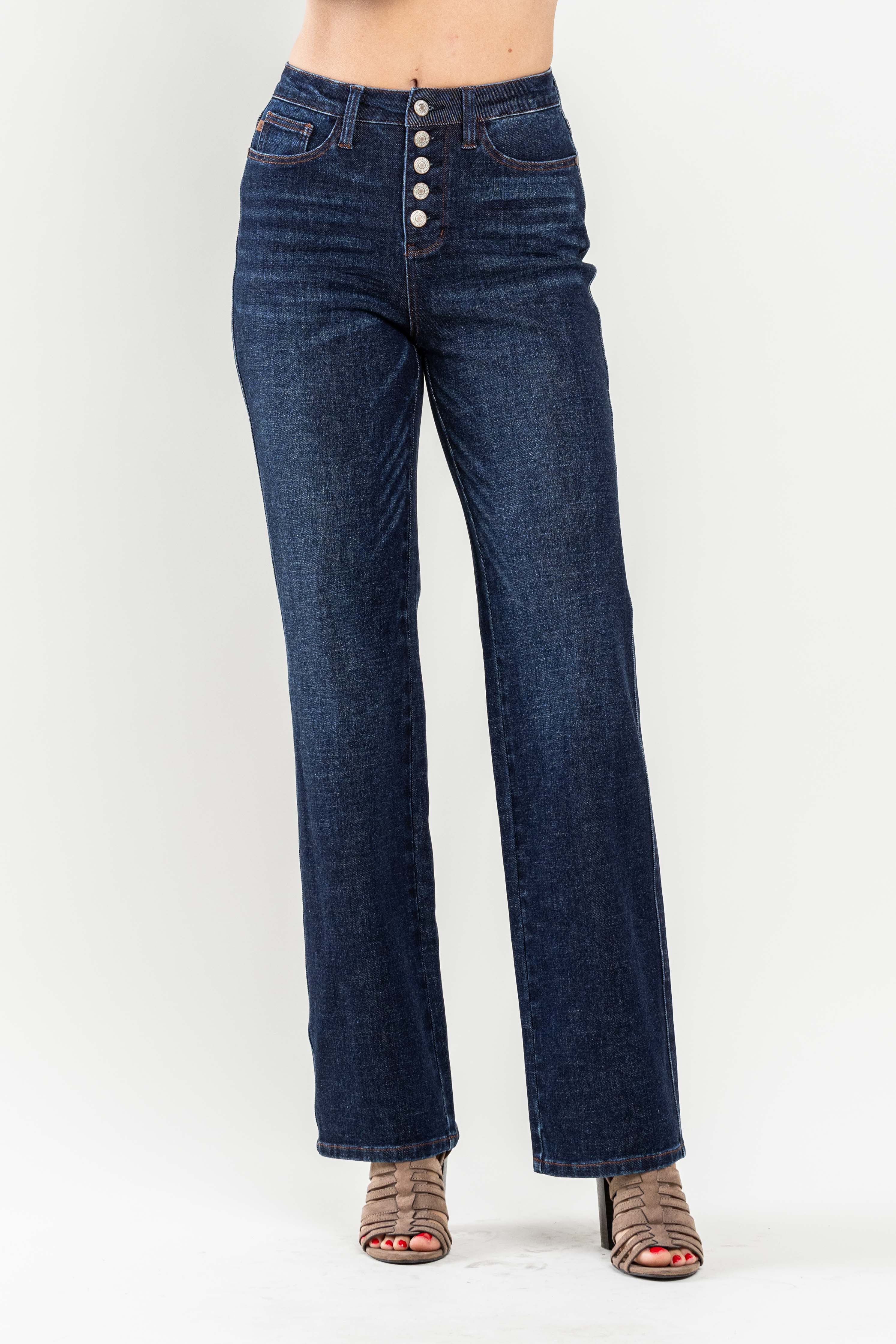 Judy Blue Arlo High Rise Button-Fly Straight Jeans Jeans