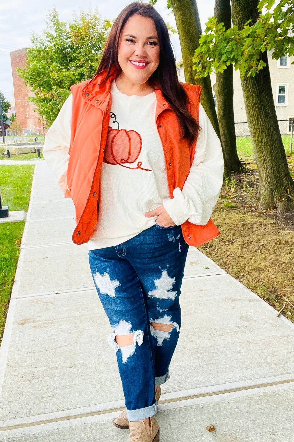 Haptics Weekend Ready Rust High Neck Snap Button Quilted Puffer Vest