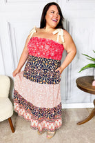 Haptics Fall Vacay Vibes Orange Floral Smocked Tube Top Tiered Maxi Dress Dresses