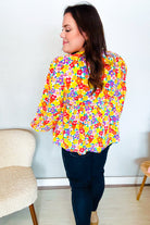 Large Haptics Chasing Dreams Ribbon Tie Bow Babydoll Puff Elastic Sleeve Floral Top
