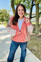 Haptics Boldy You Camel Dolman Sleeve Color block Knit Bomber Jacket