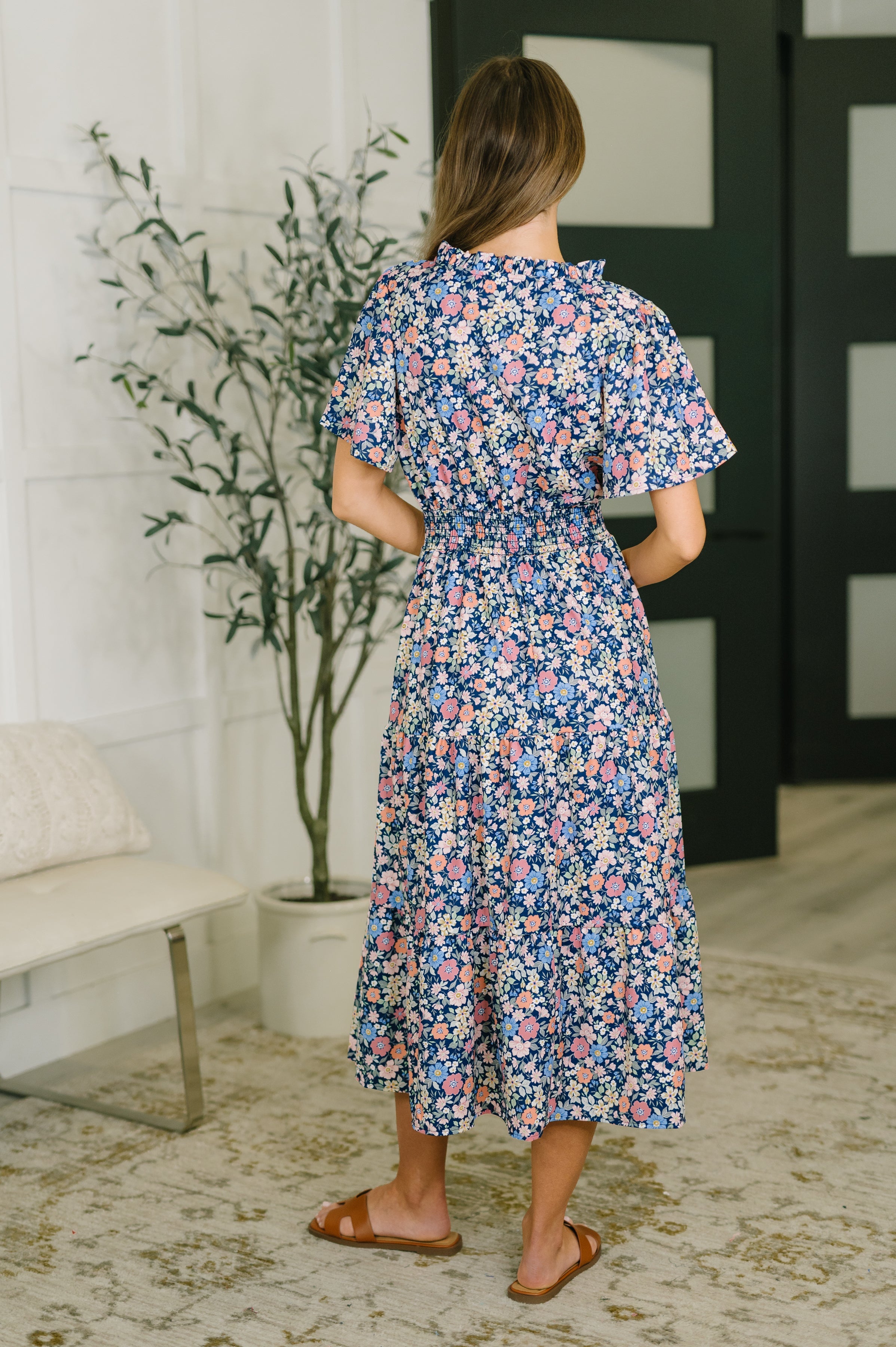 Haptics I Wanna Talk Notch Neck Midi Dress Womens