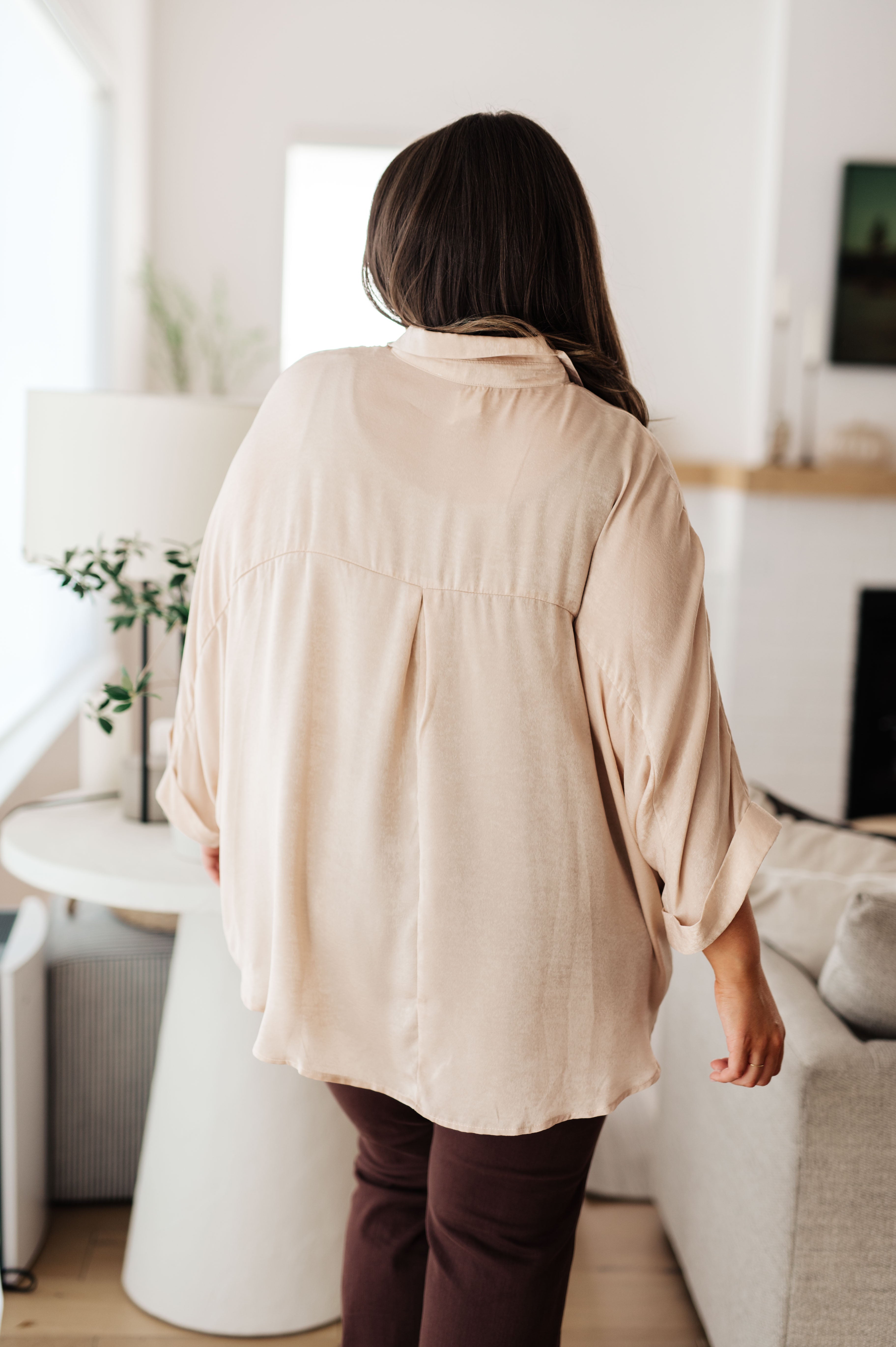 Andree by Unit In Your Thoughts Oversized Dolman Sleeve Top in Champagne Tops