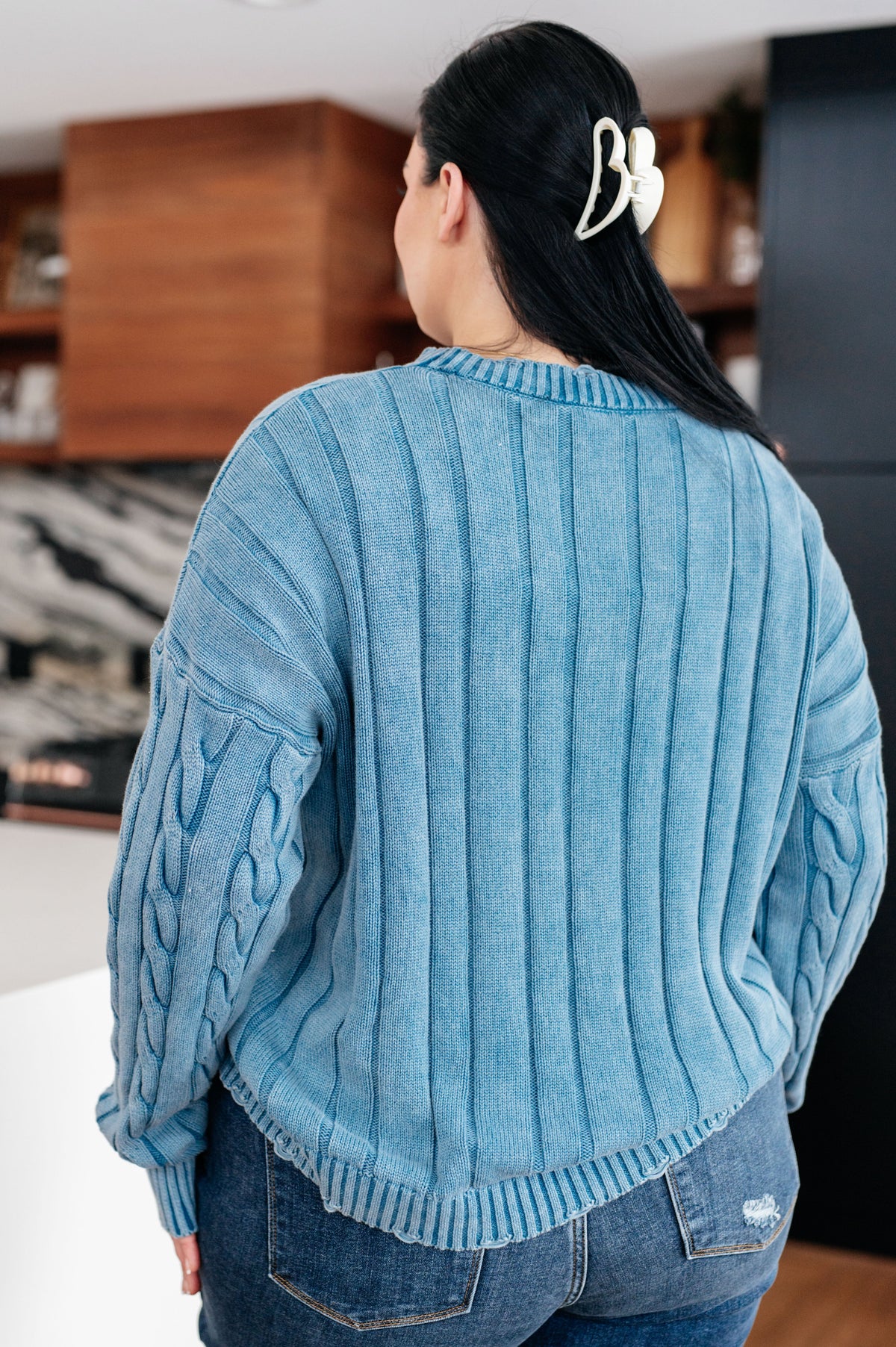 7th Ray In the Right Direction Cable Knit Sweater Tops