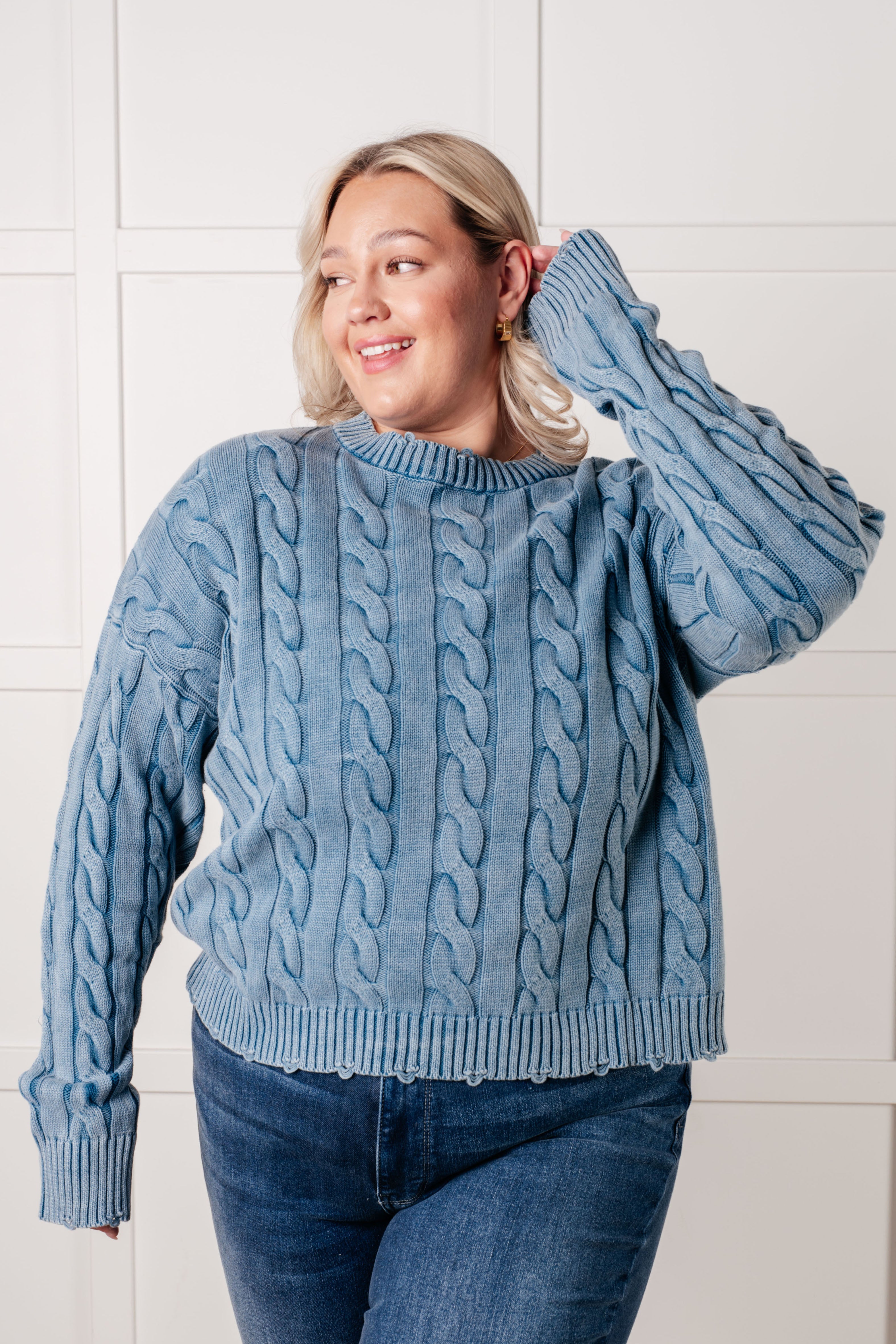 In the Right Direction Cable Knit Sweater Tops