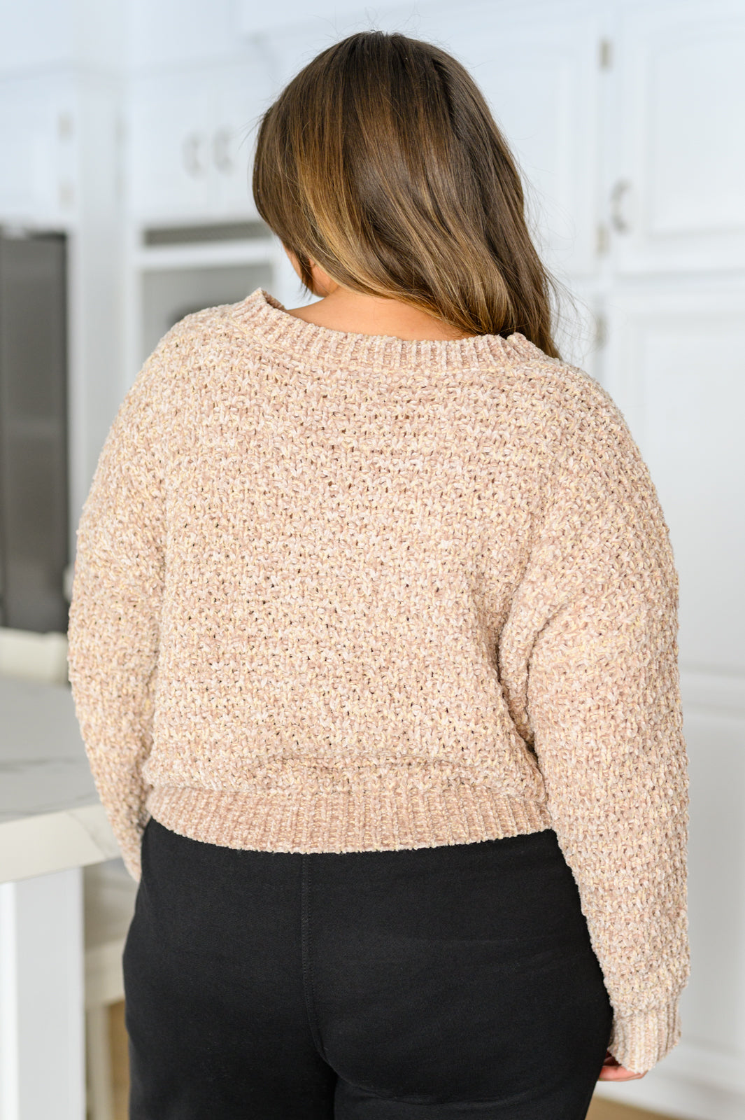 143 Story Irish Coffee Knitted Crop V Neck Sweater Womens