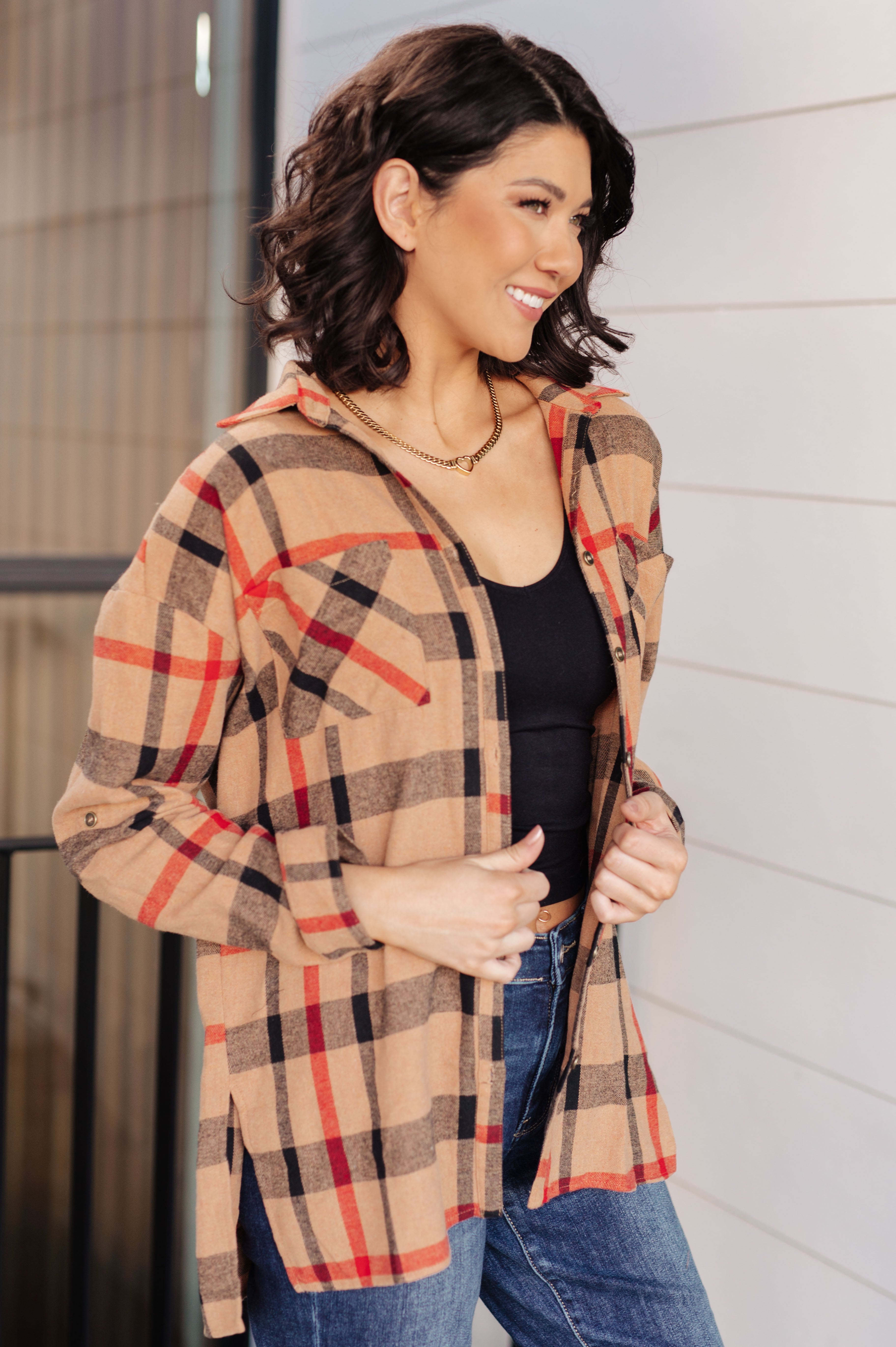 Andree by Unit Is It Really Oversized Plaid Flannel Button Up Tops