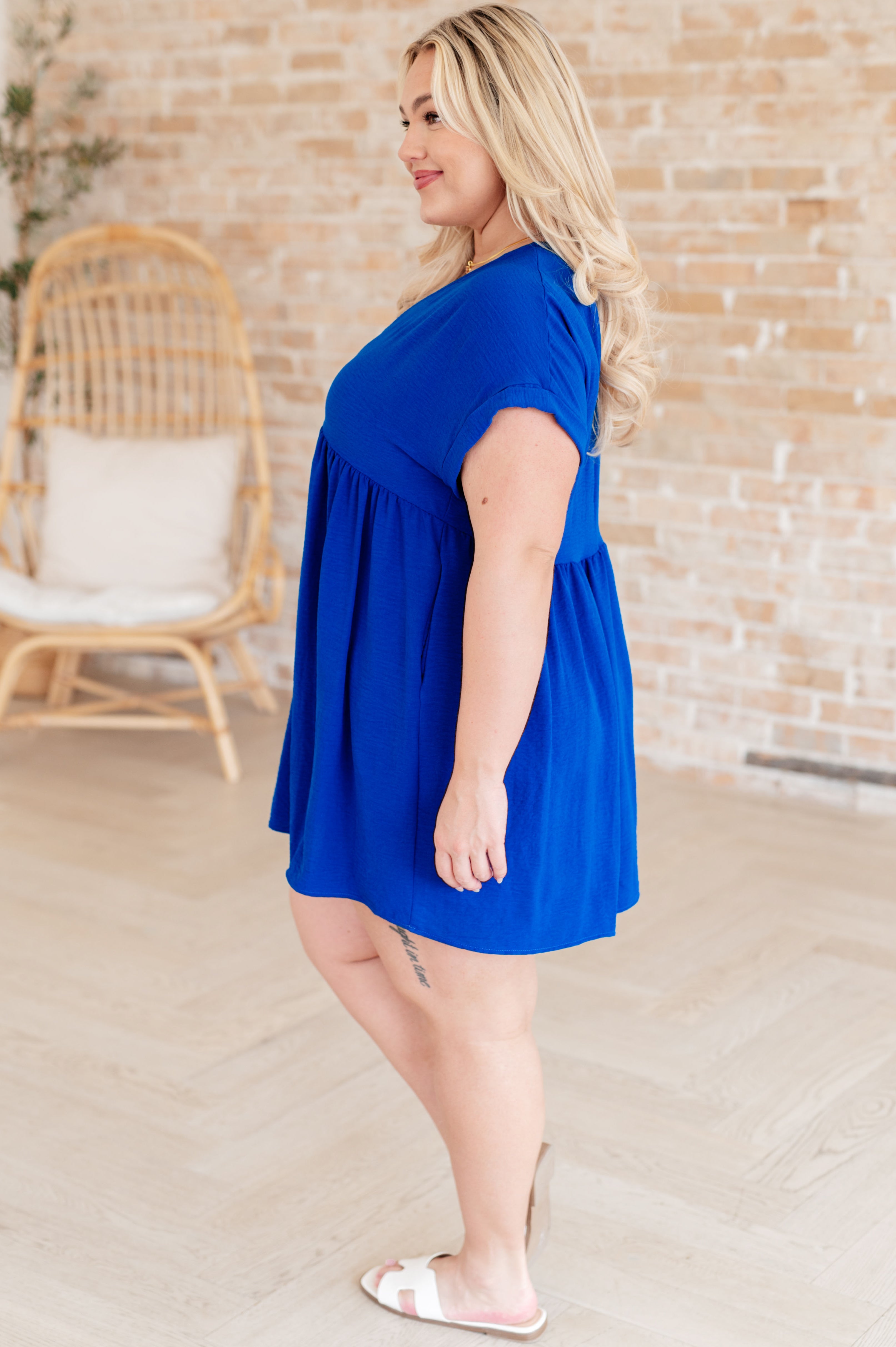 GeeGee Isn't That Sweet Blue V-Neck Dress Dresses